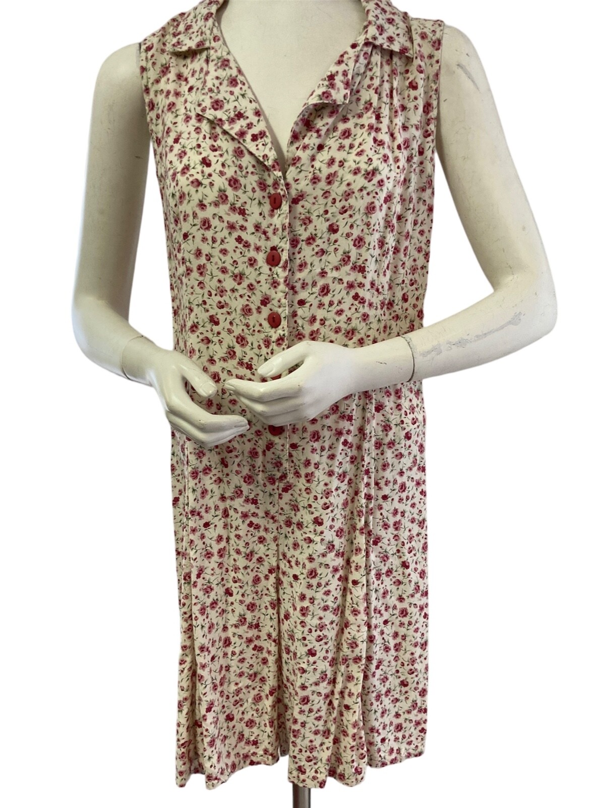 Vintage Circles N Sand Liberty Floral Midi Dress Button Front Cottage Size Large