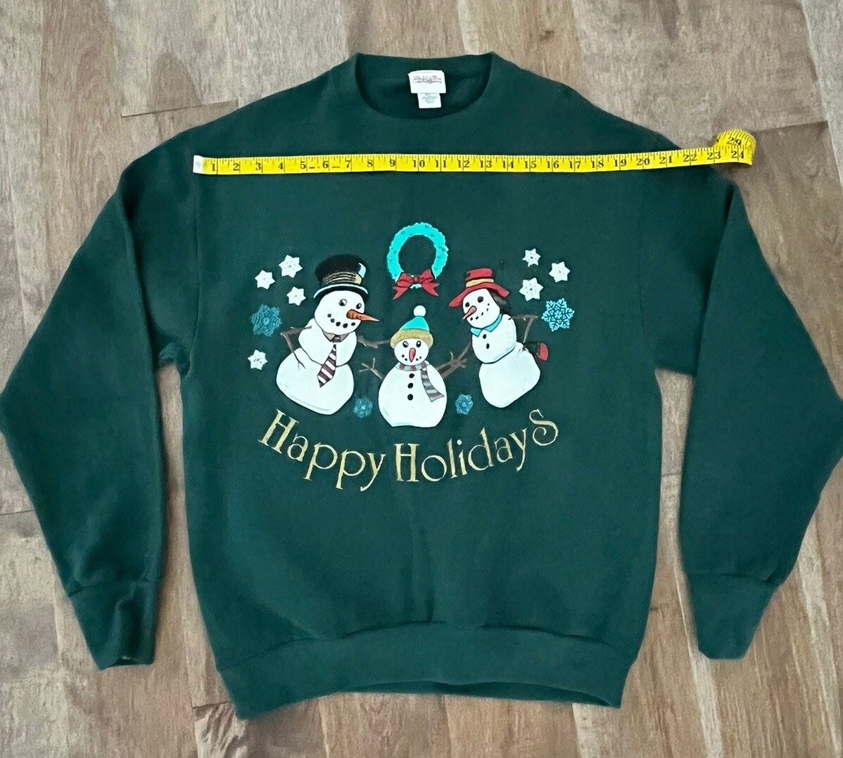 Vintage Women’s Christmas Holiday Sweatshirt Size M Textured Snowman 90s