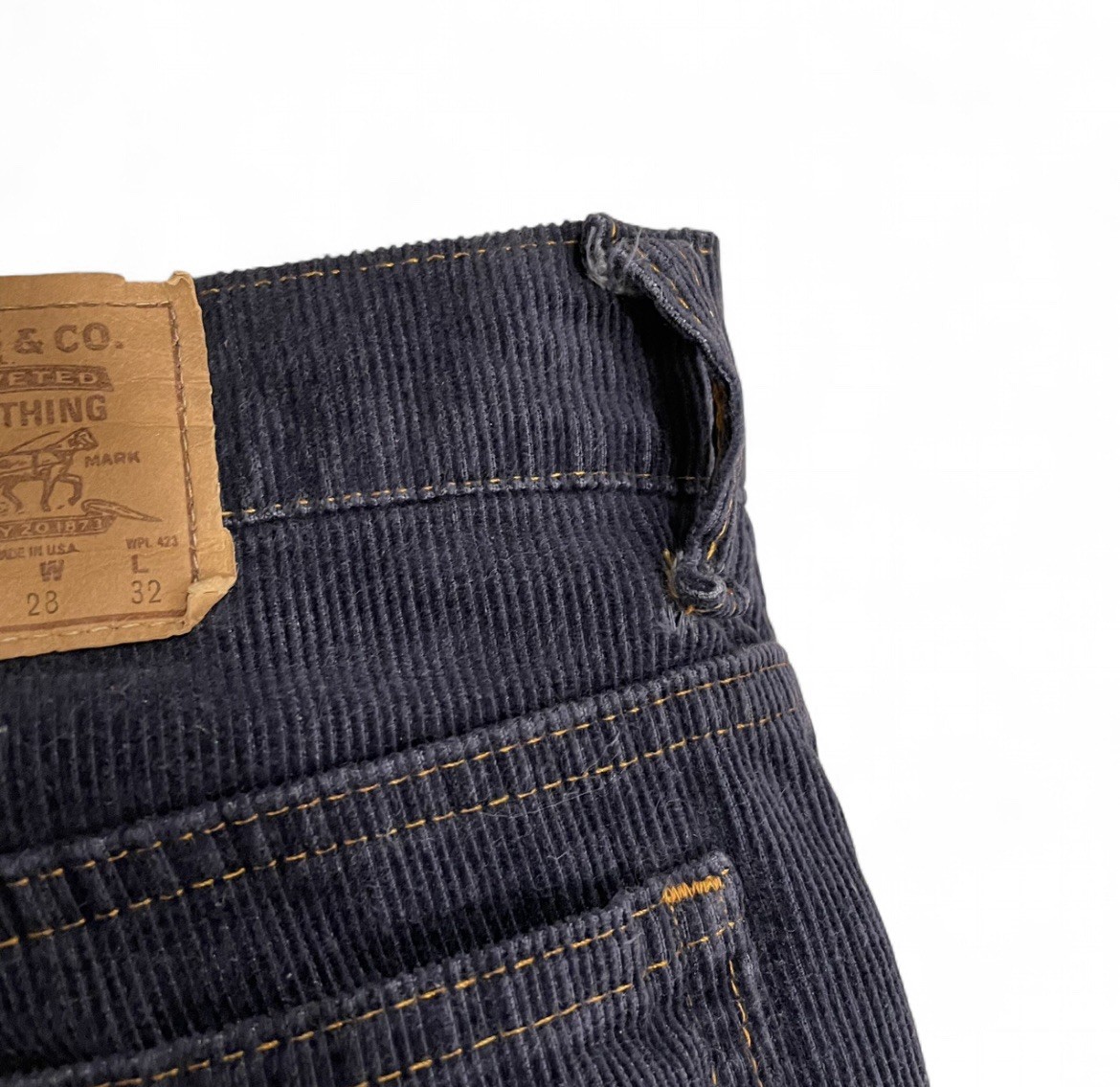 Vintage 70s Levis Orange Tab 716 Student Blue Corduroy Pants 28×32