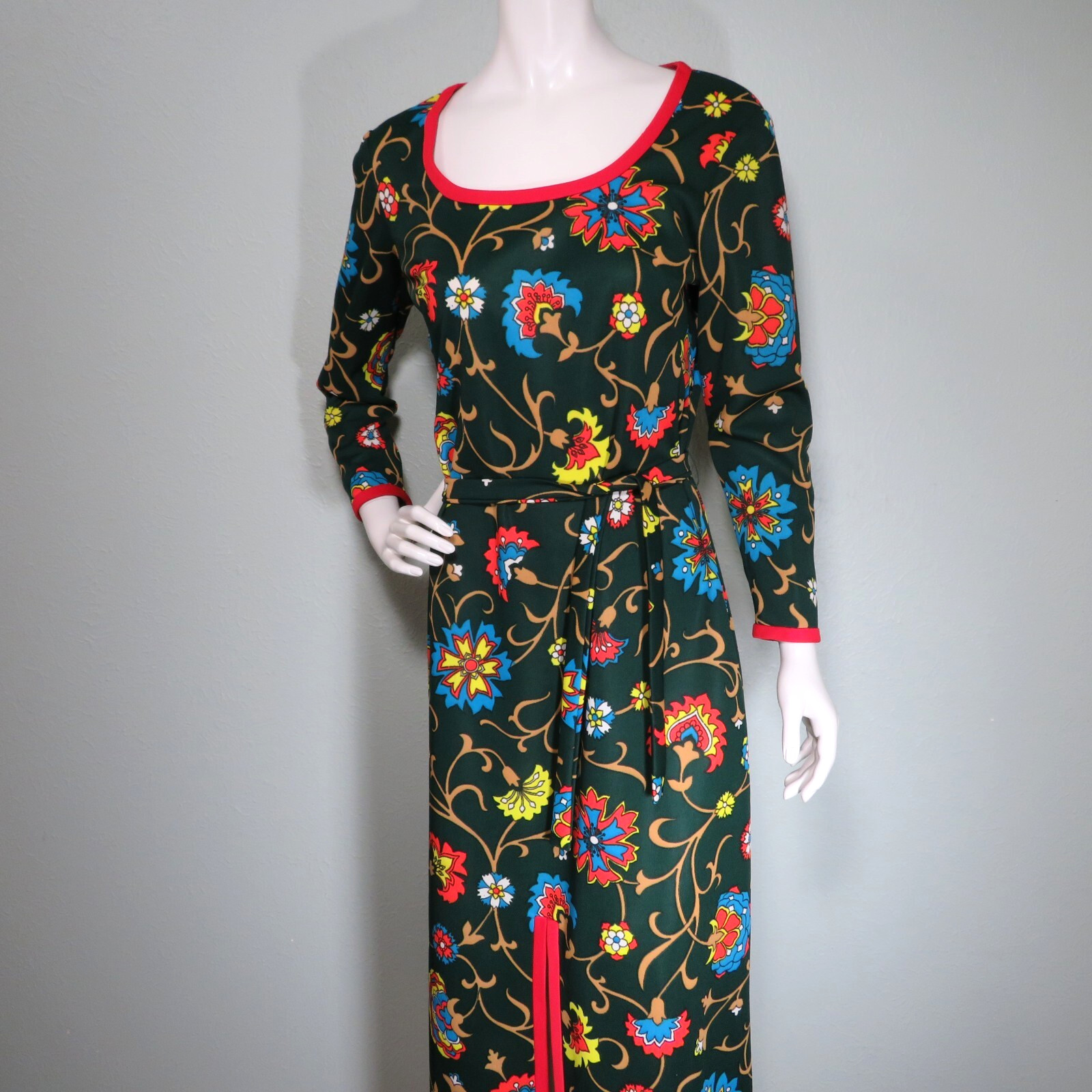 Vintage 1970s Maxi Dress Gero Paris Creation Originale Floral Polyester