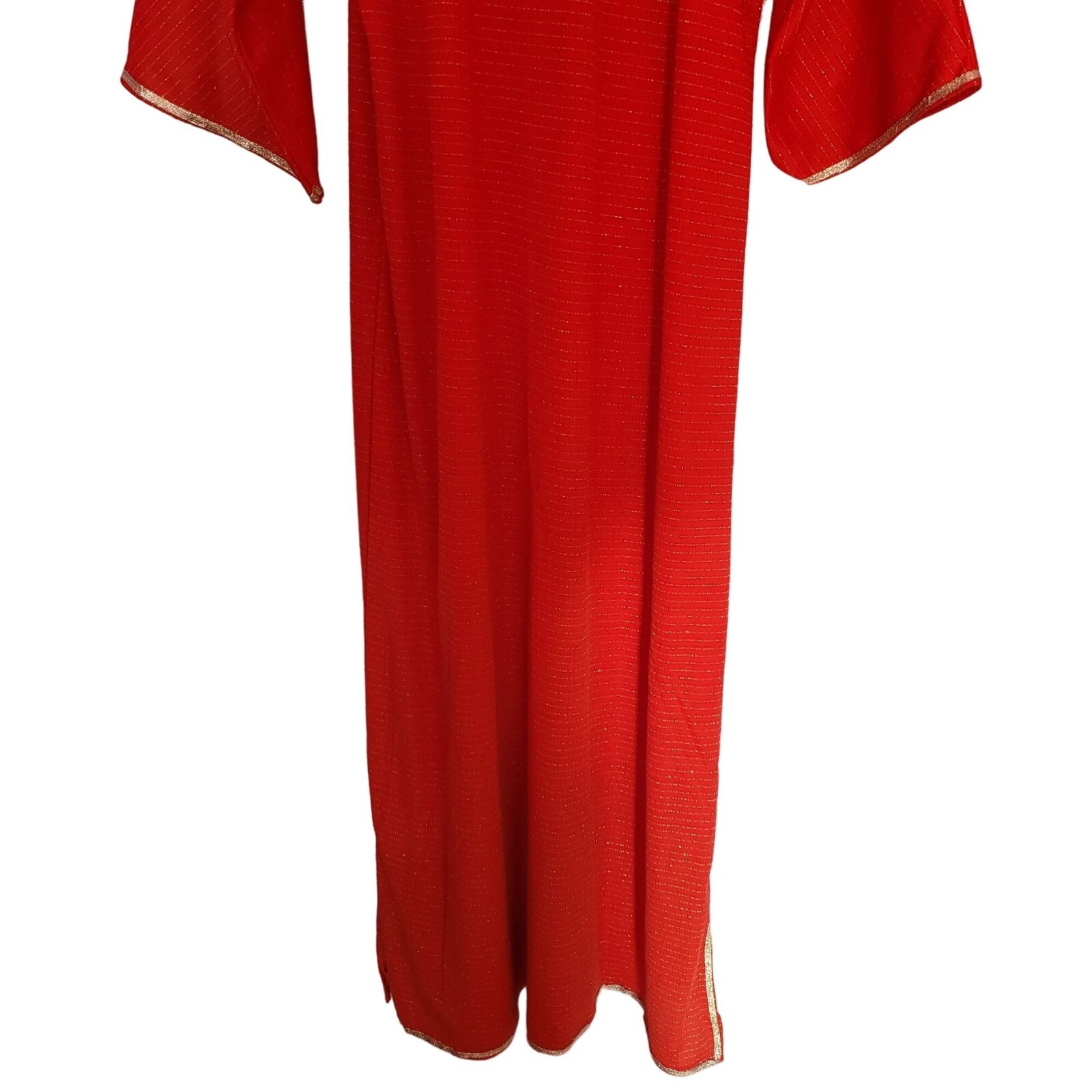 80s Moroccan Caftan Vintage Red Viscose Kaftan House Dress