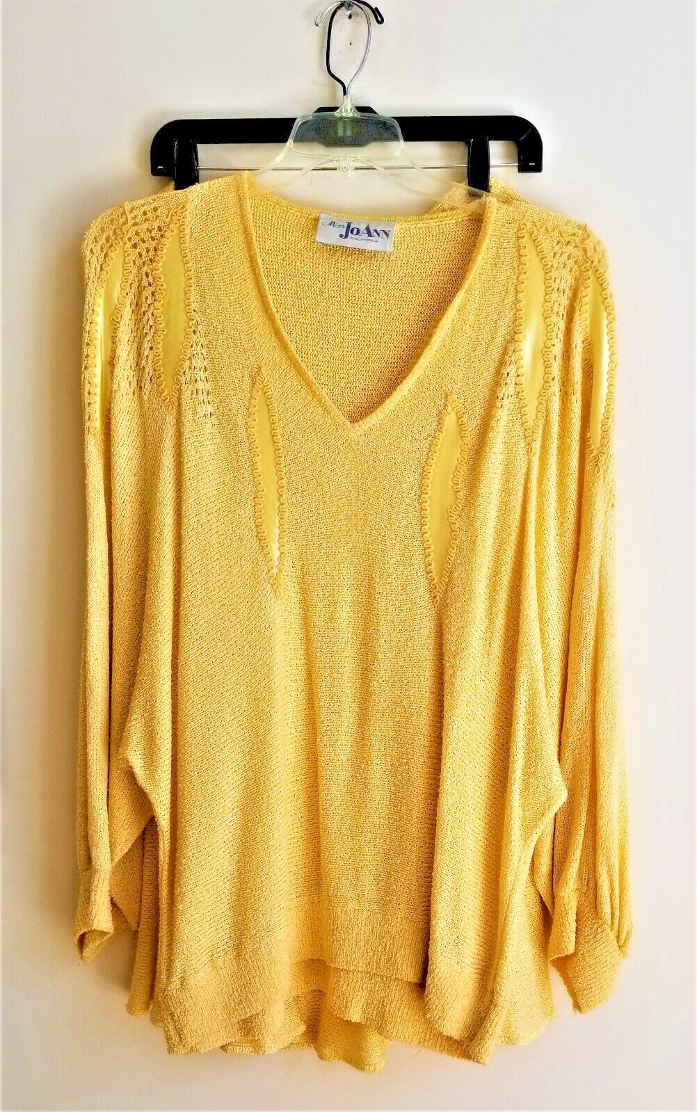 Miss JoAnn Vintage Bright Yellow Skirt Blouse Sweater 2 piece set SZ 20