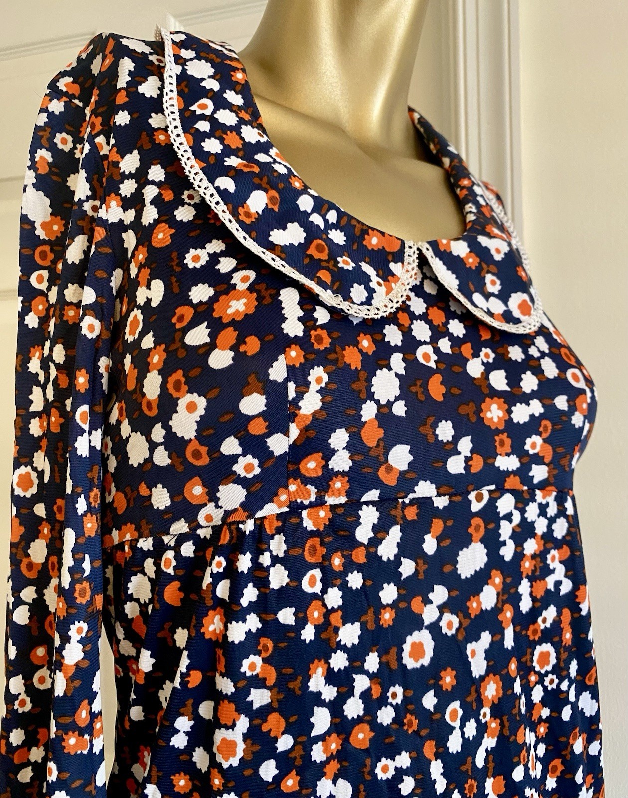 Vintage 60’s Mod Terri Petites Poet Core Floral Micro Mini Dress Junior Size 5