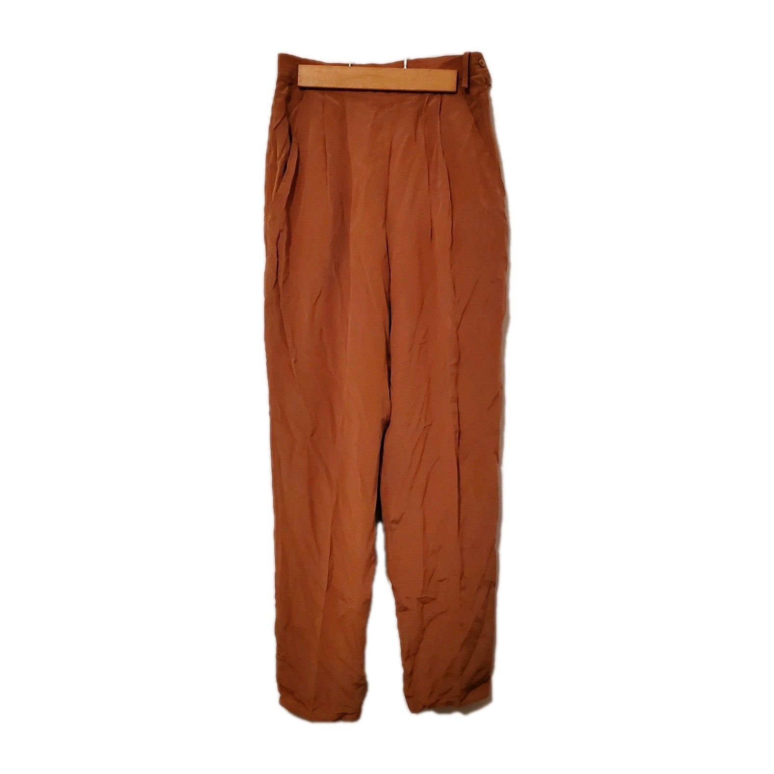 Vintage Royal Silk Brown Silk Pants Womens 4 High Rise Straight Minimalist 1990s