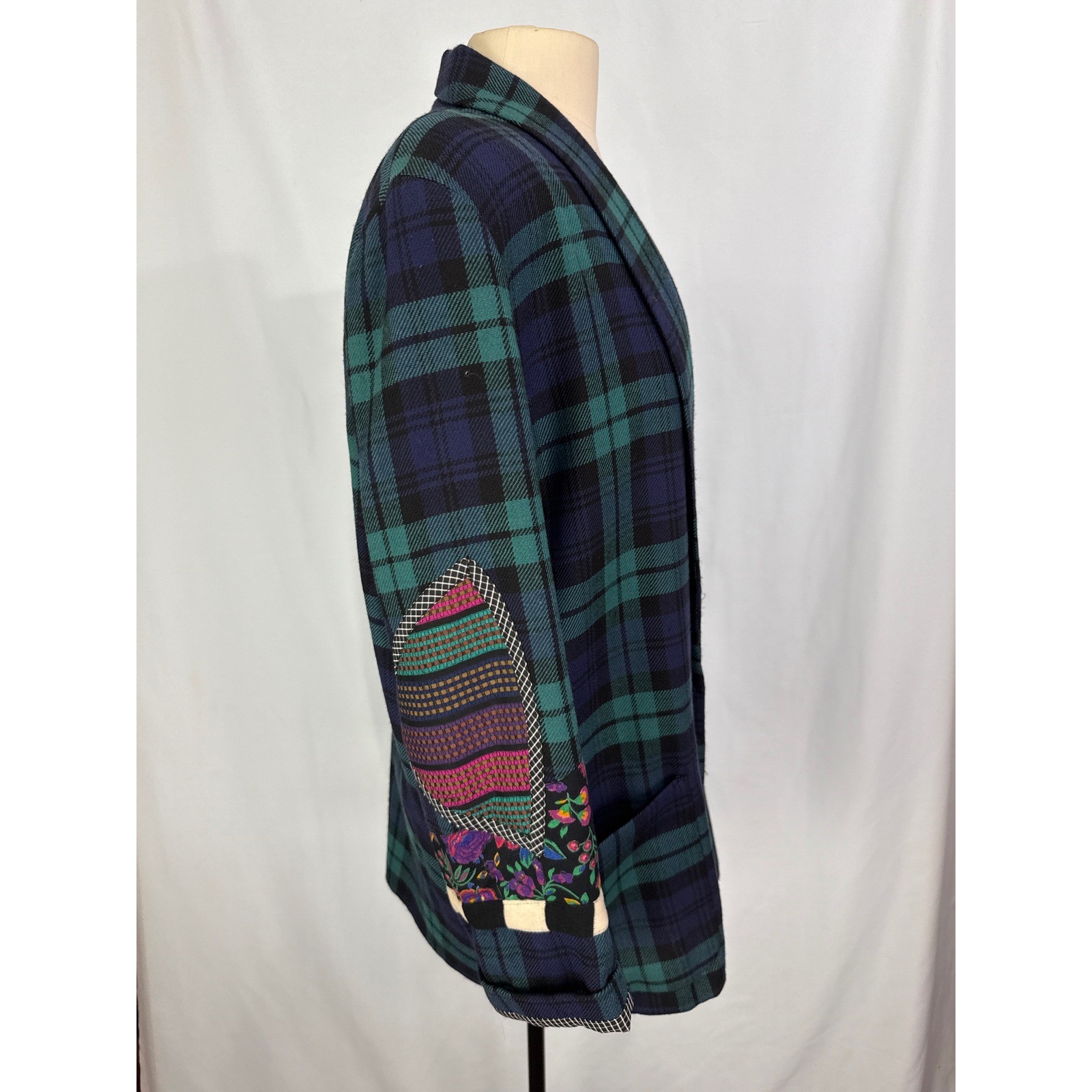 CANVASBACKS Lutton & Horsfield Vintage 80s Plaid Blazer Jacket Patchwork Wool, L