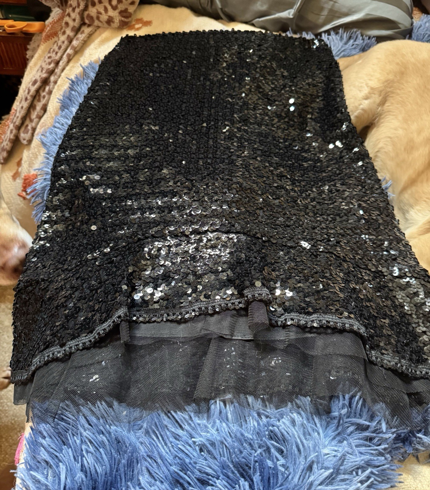 Vtg Nanette Lepore Black Sequin Mermaid Skirt High Low Pencil 4 S Flute