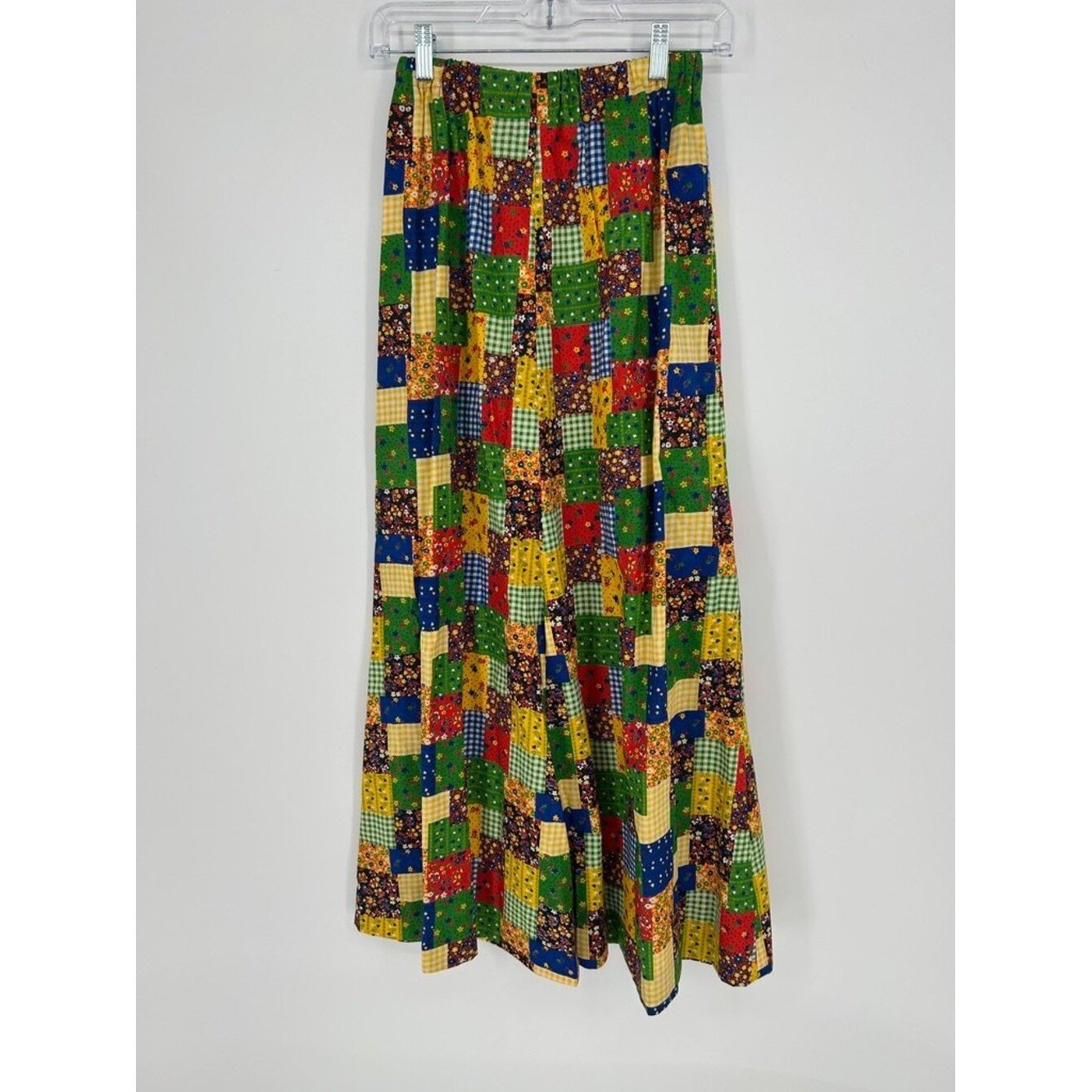 Handmade Patchwork Maxi Skirt Elastic Waist Cottagecore Prairie Small Folk Quilt