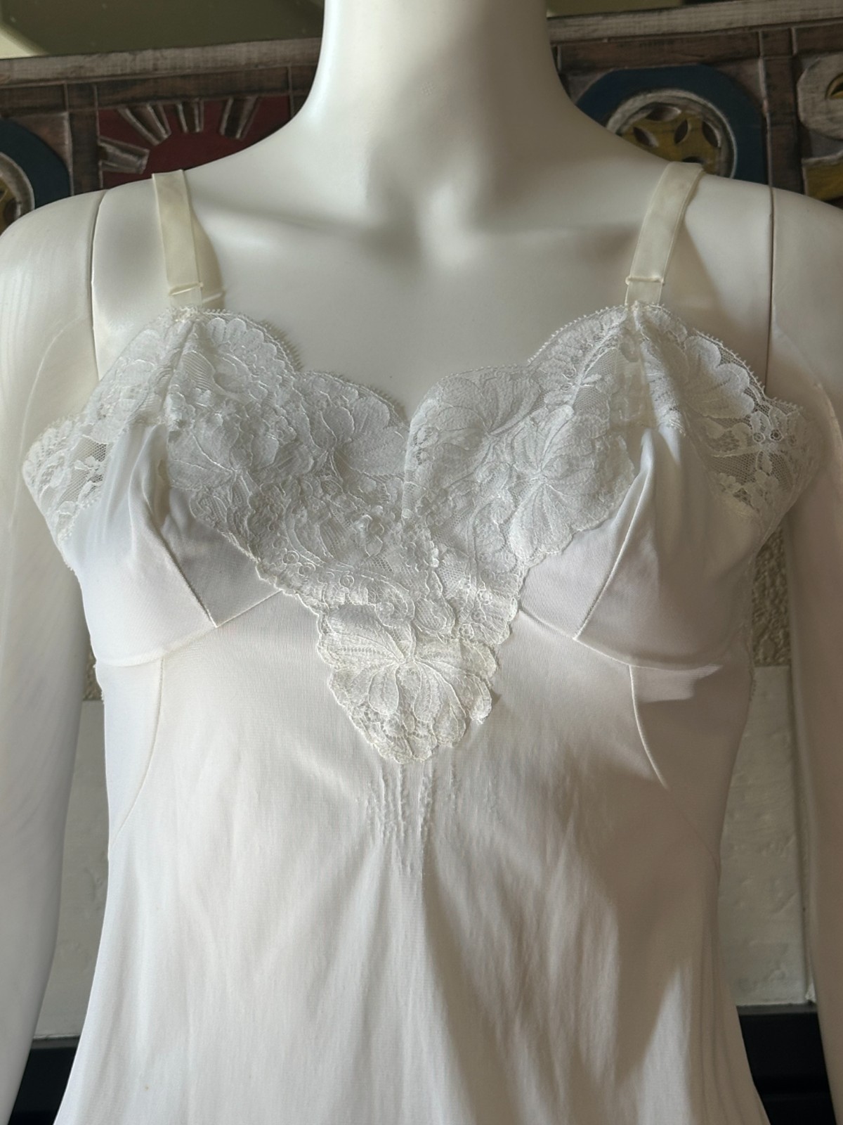 Vintage Sears Anti-Cling Antron Nylon Full Slip Silky White Sz 32