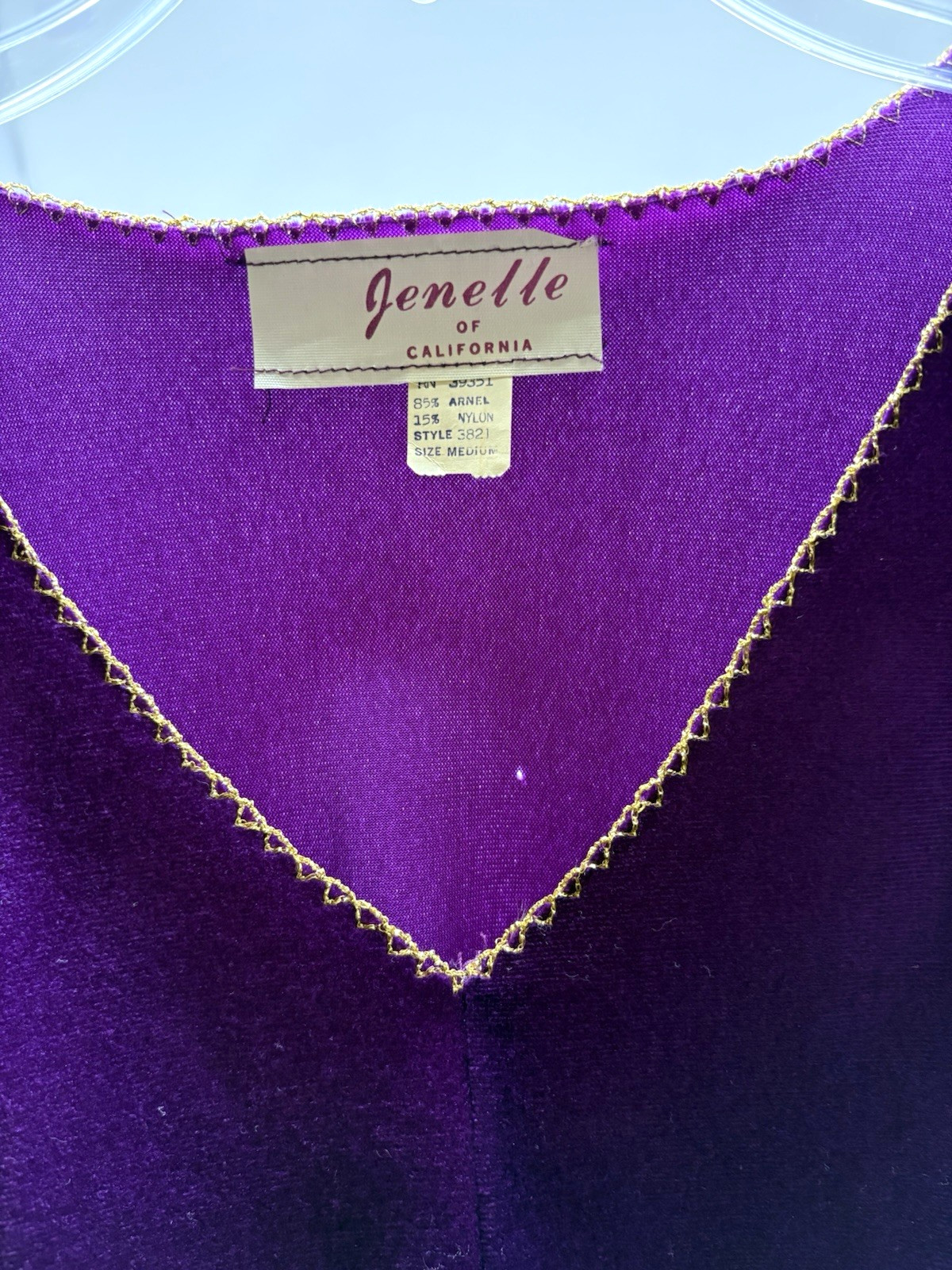 Jenelle California Vintage 1970’s Velour Caftan Hostess Gown Medium Purple Rare