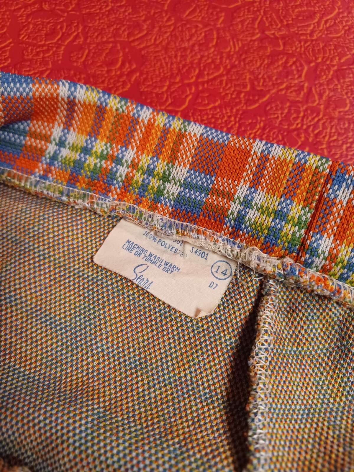 True Vintage Mid-century 1960s 1970s Funky Plaid Polyester Pants Sears MCM Mod
