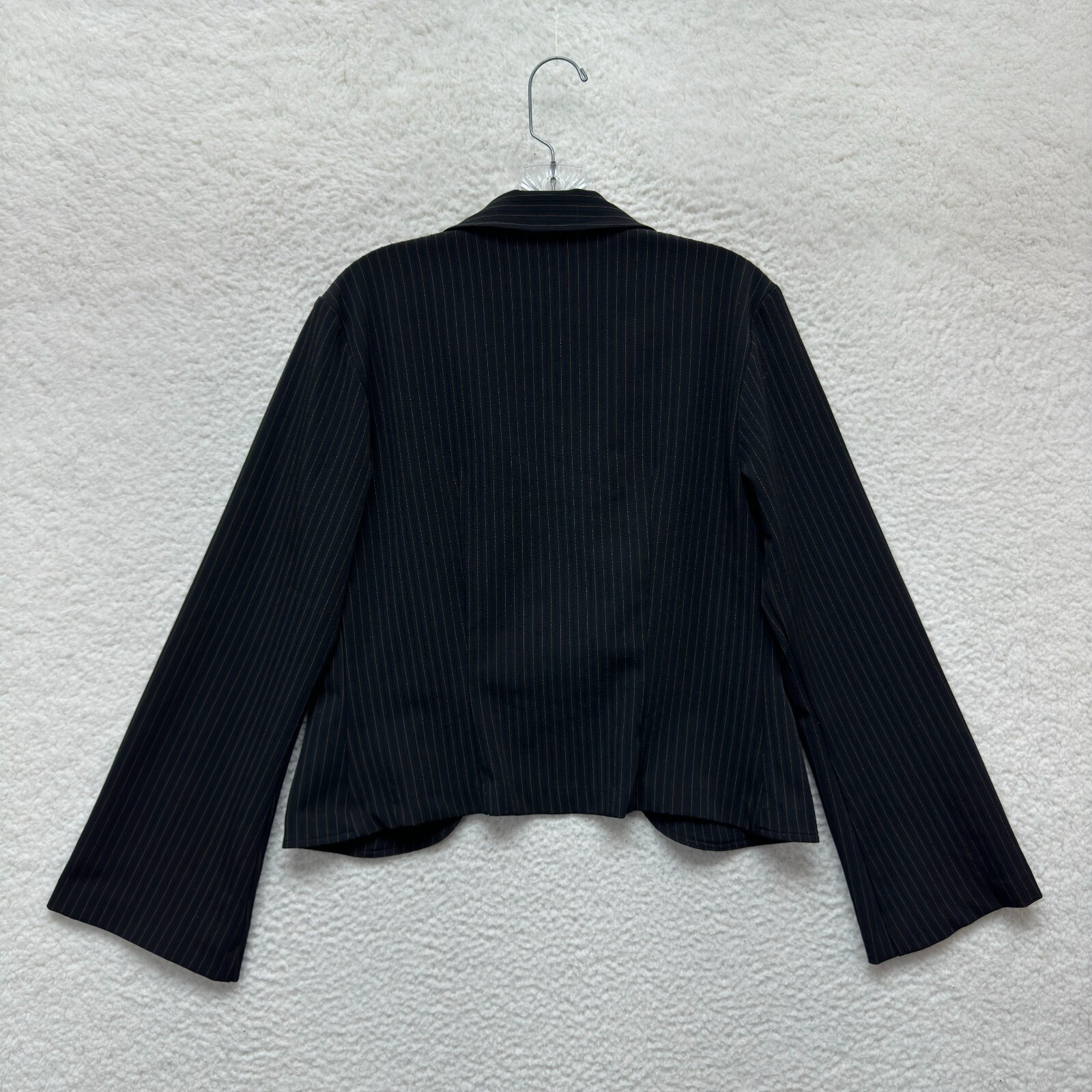 90s Y2K Vintage Blazer Jacket Top Large Black Open Tie Front Corpcore Office