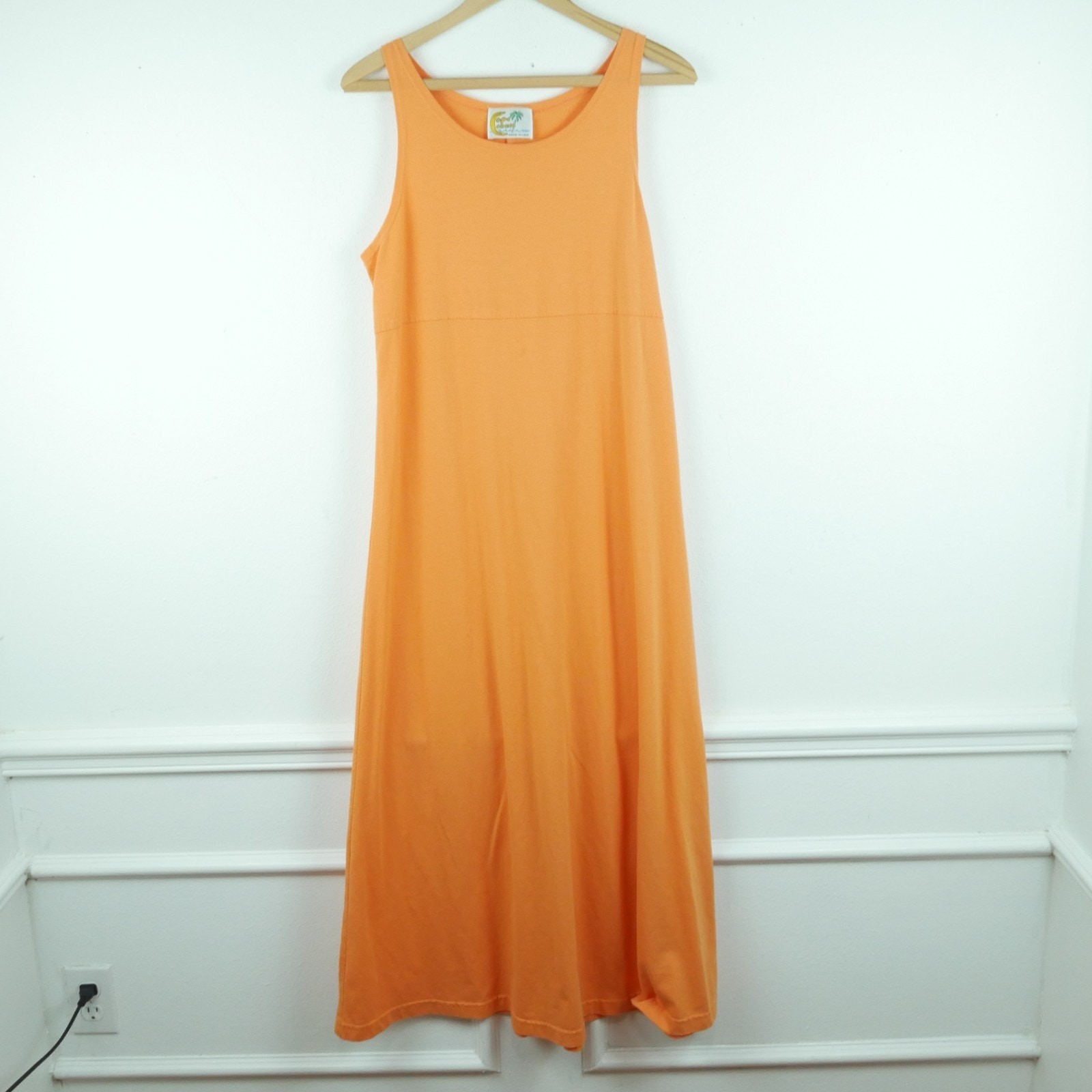 Vintage Medium Maxi Dress Orange Beachy A Line Resort Casual Relaxed Boho 90s
