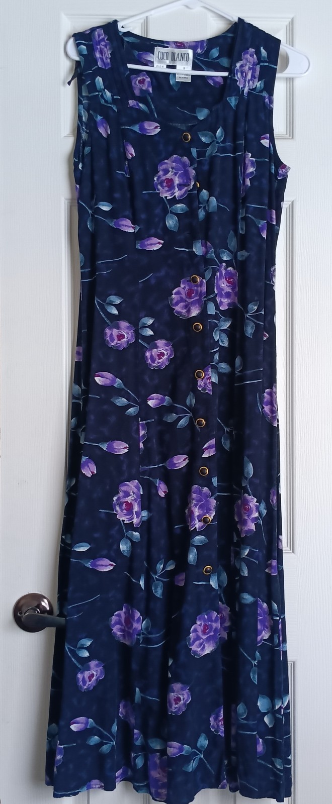 Pre-owned Vintage 90’s Sz. 8 100% Rayon Coco Bianco Maxi Dress