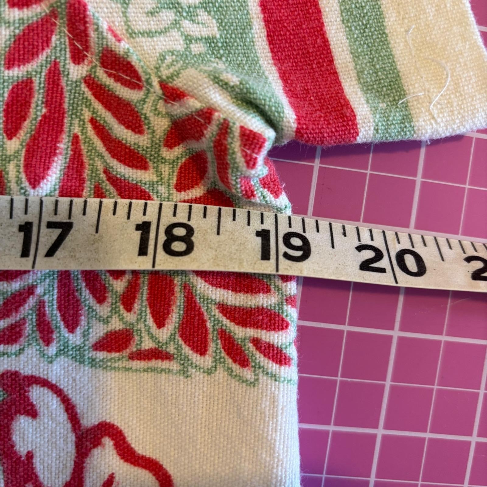 Vintage Upcycled Floral Tablecloth Print Button Up Shirt Red Green White Sz S