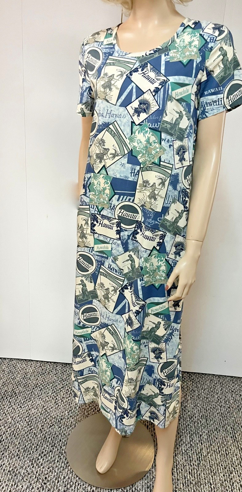 Vintage 1960s Hilo Hattie Hawaiian Cotton Muu Muu Dress Small Bust to 38