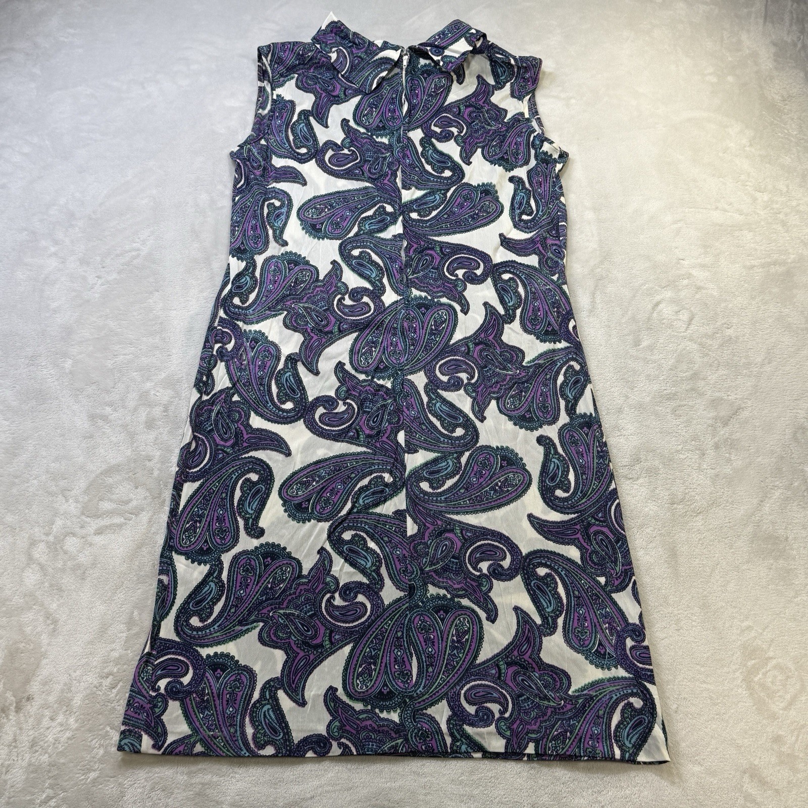 Vintage 70s Rhoda Lee Paisley Mod Disco Shift Dress Petite 14P Retro Groovy