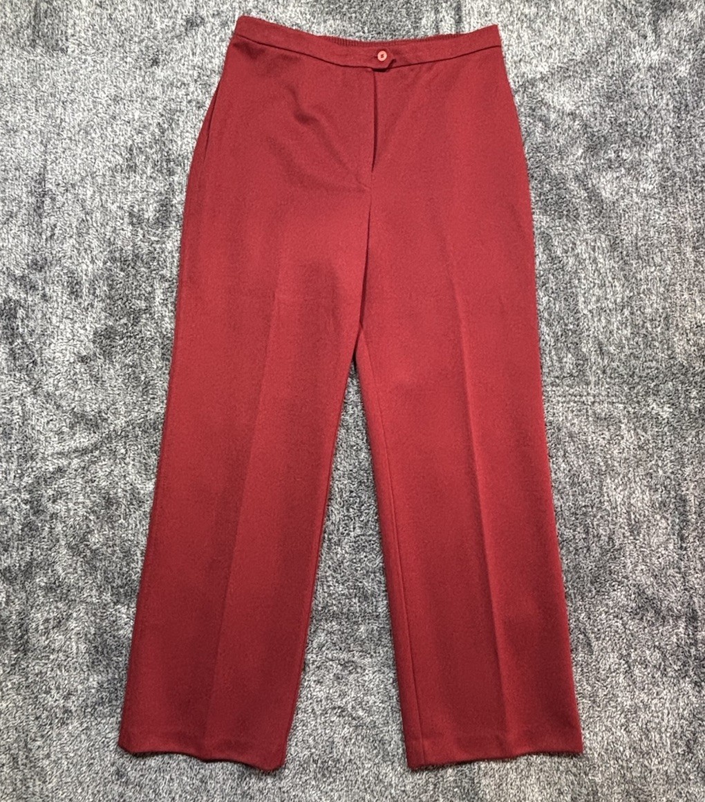 VTG 70s Sears Pants That Fit Suit Set Red Polyester Blazer Trousers Womens 16