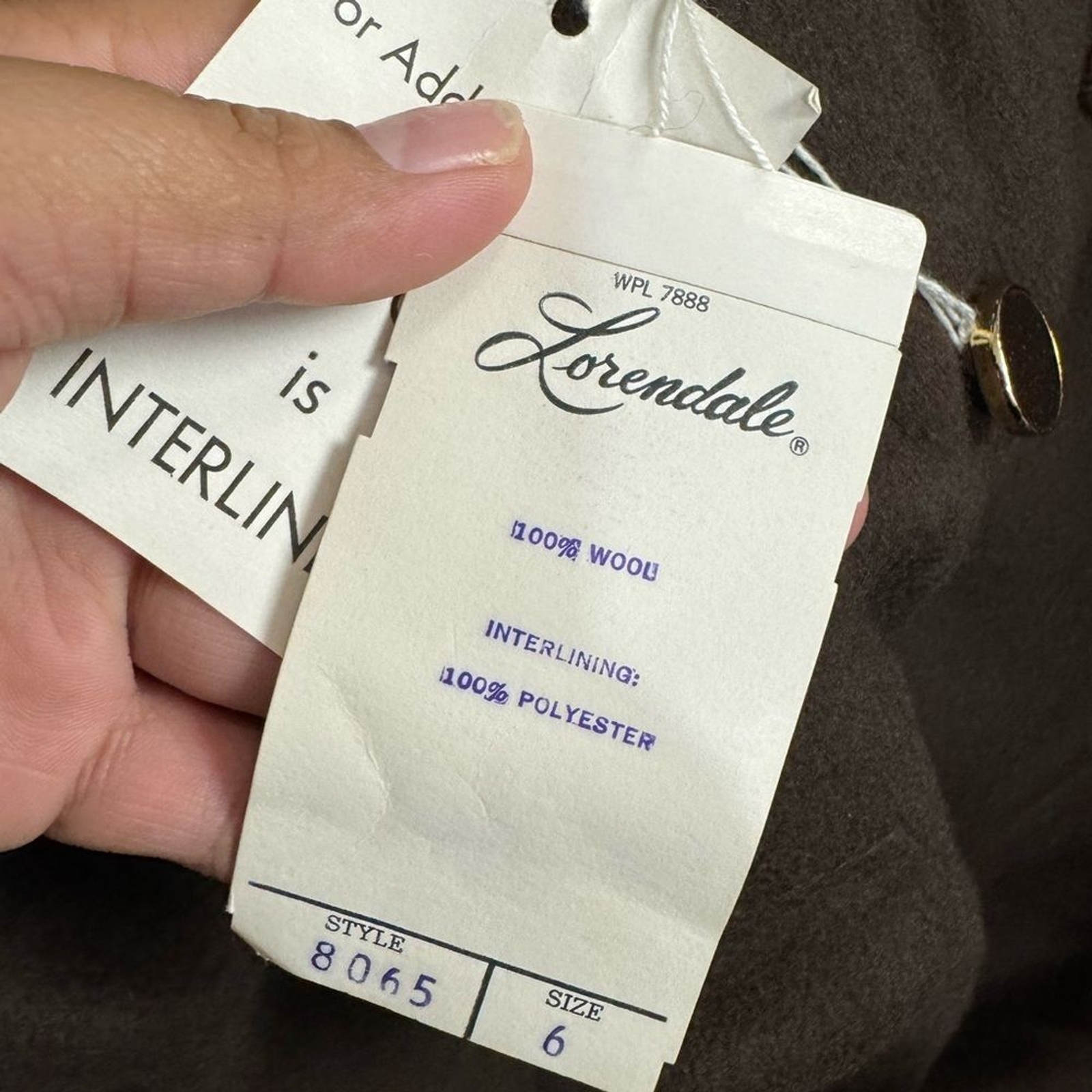 Vintage Lorendale 100% wool double breasted coat – size 6 New with tag