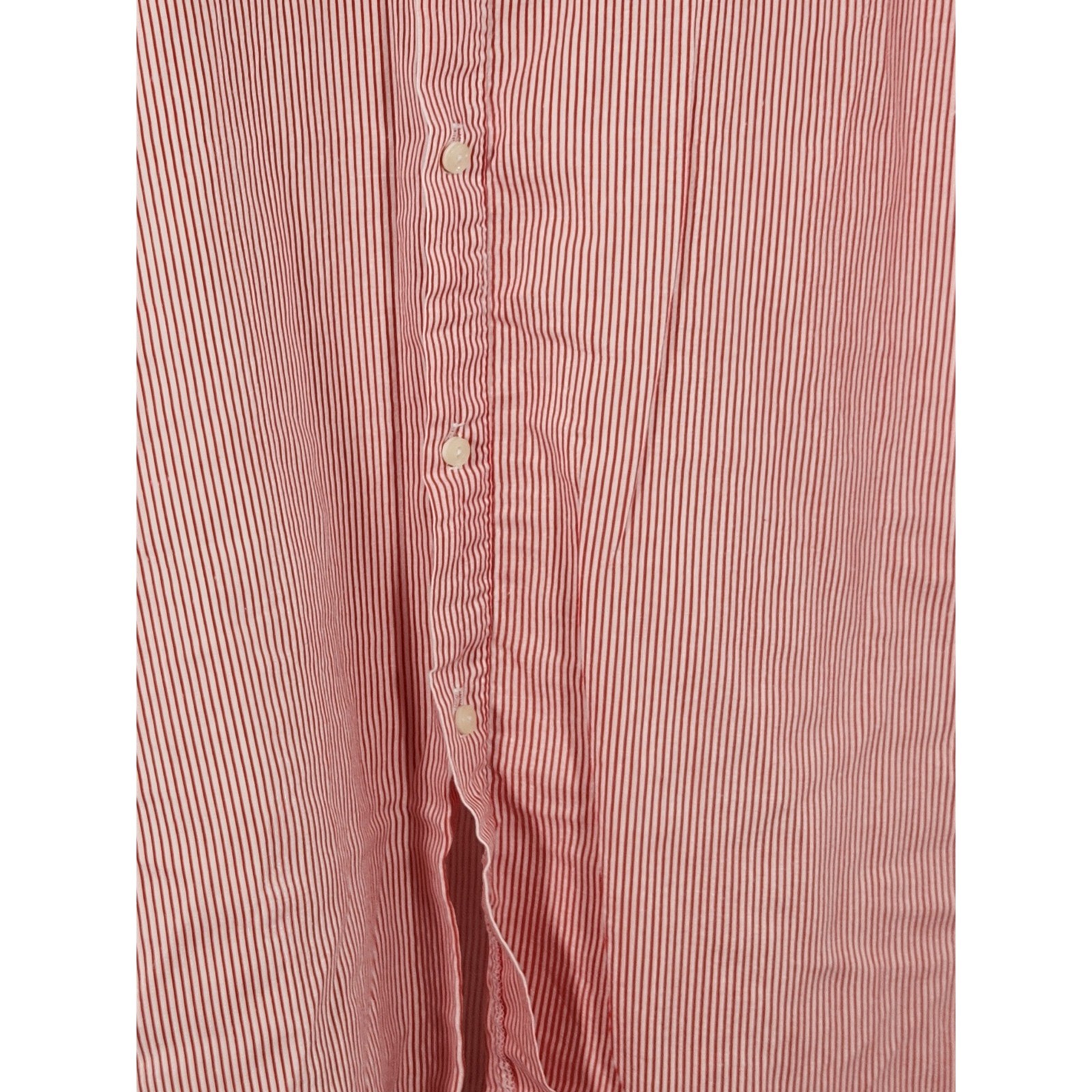 Vintage 1950s Jodie Arden Womens Red Pinstripe Sleep Shirt Tunic Size Small
