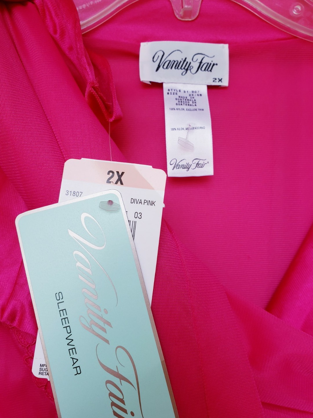Vintage 90’s Vanity Fair Sleepwear Robe Plus Size 2X Diva Pink NEW