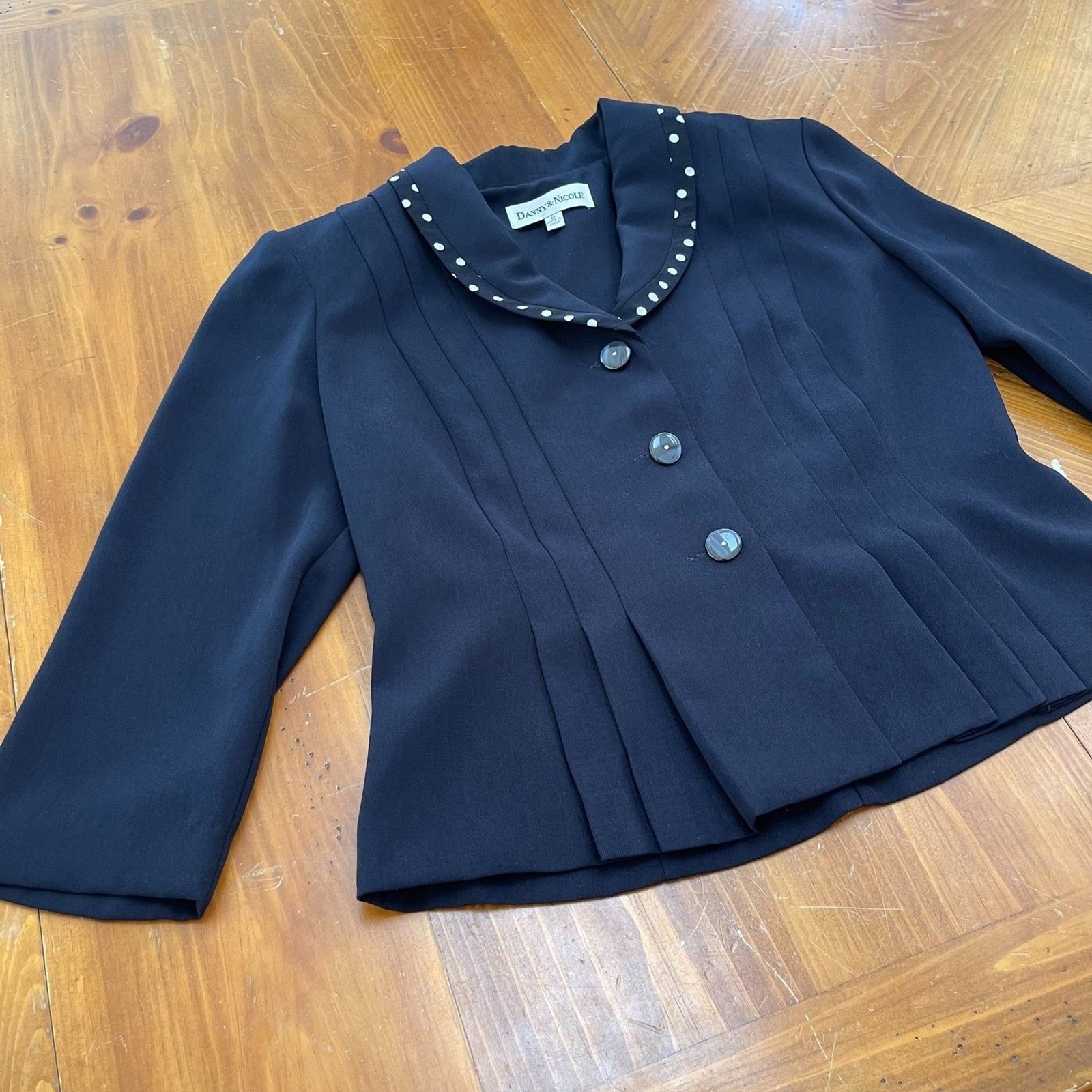 Danny & Nicole Blue Blazer 6P Shoulder Pads Pleats 1990s