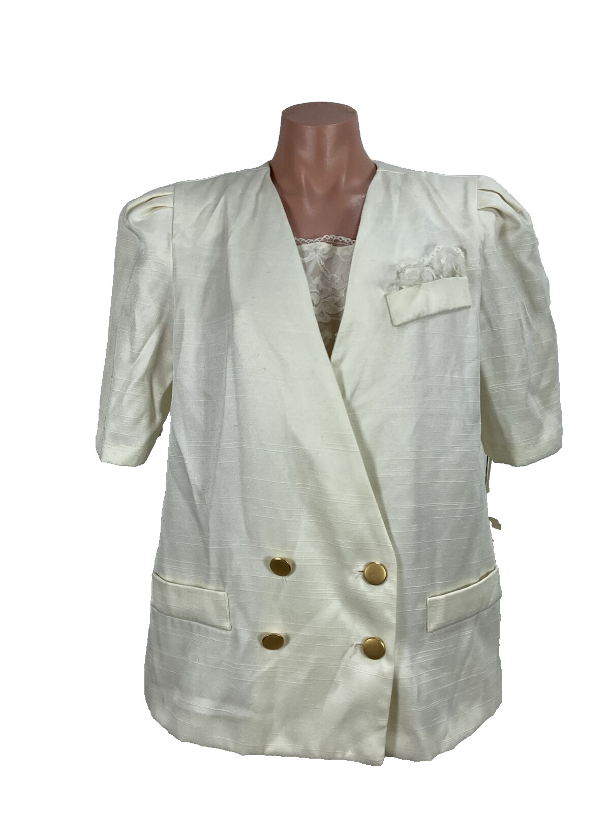 LORAC ORIGINAL Vintage Skirt Suit NWT Linen Like Puffy Shoulder Sleeve UNIONMADE