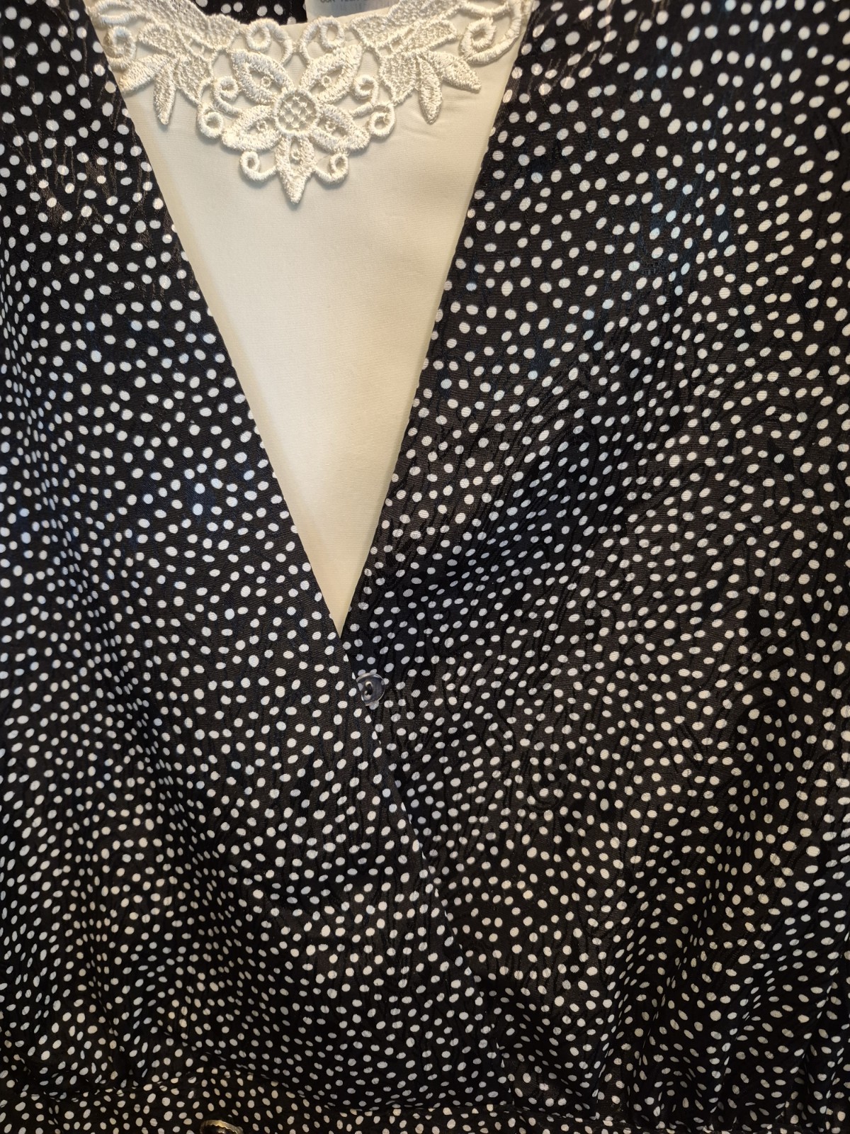 Vtg Breli Originals Size 18 Black W/white Polka Dots Dress With Pockets