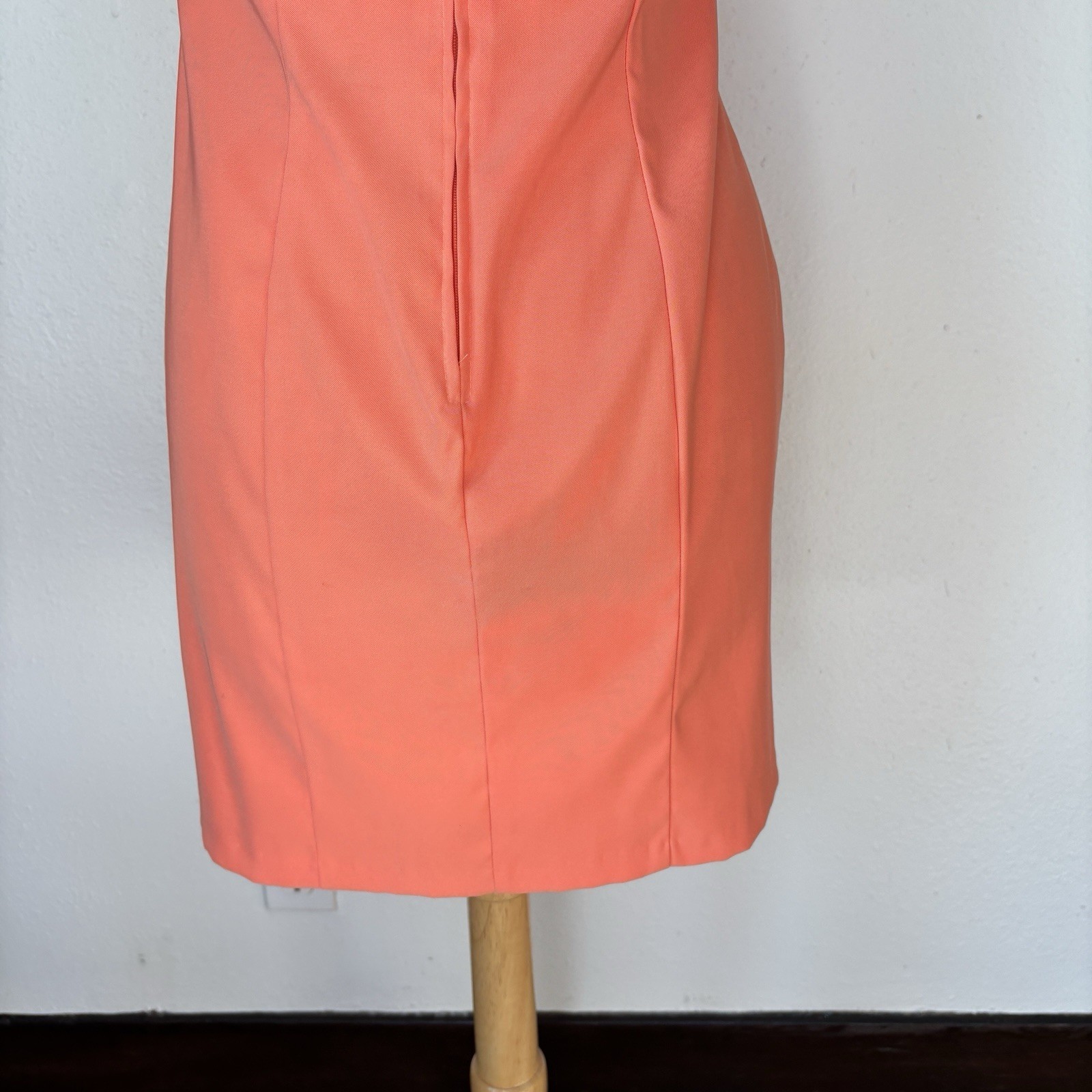 Vintage 90s City Triangles Salmon Pink Fitted Floral Mini Dress Sz 9/10