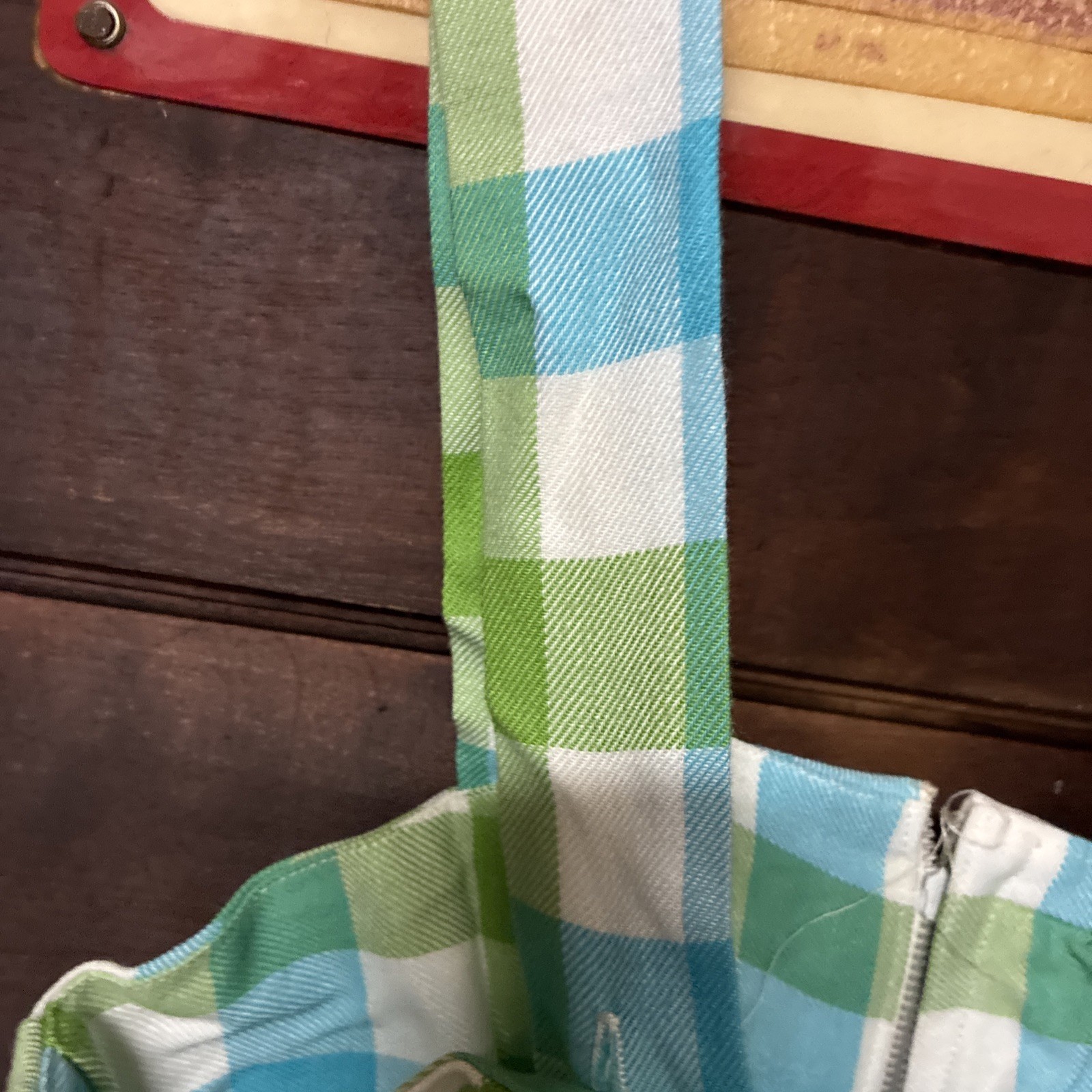 Vintage 50s Juniors by Vassar Blue Green & White Plaid Pants w/Suspenders Size 7