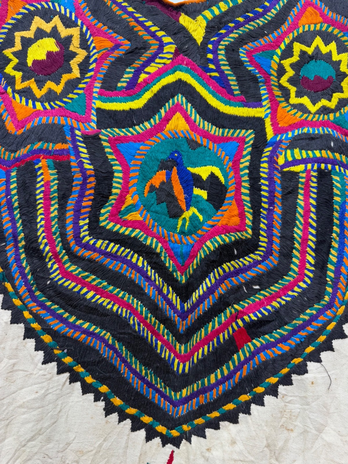 Vintage Beautiful Hand Embroidered Gautemalan San Mateo Huipil 75×72 Cm