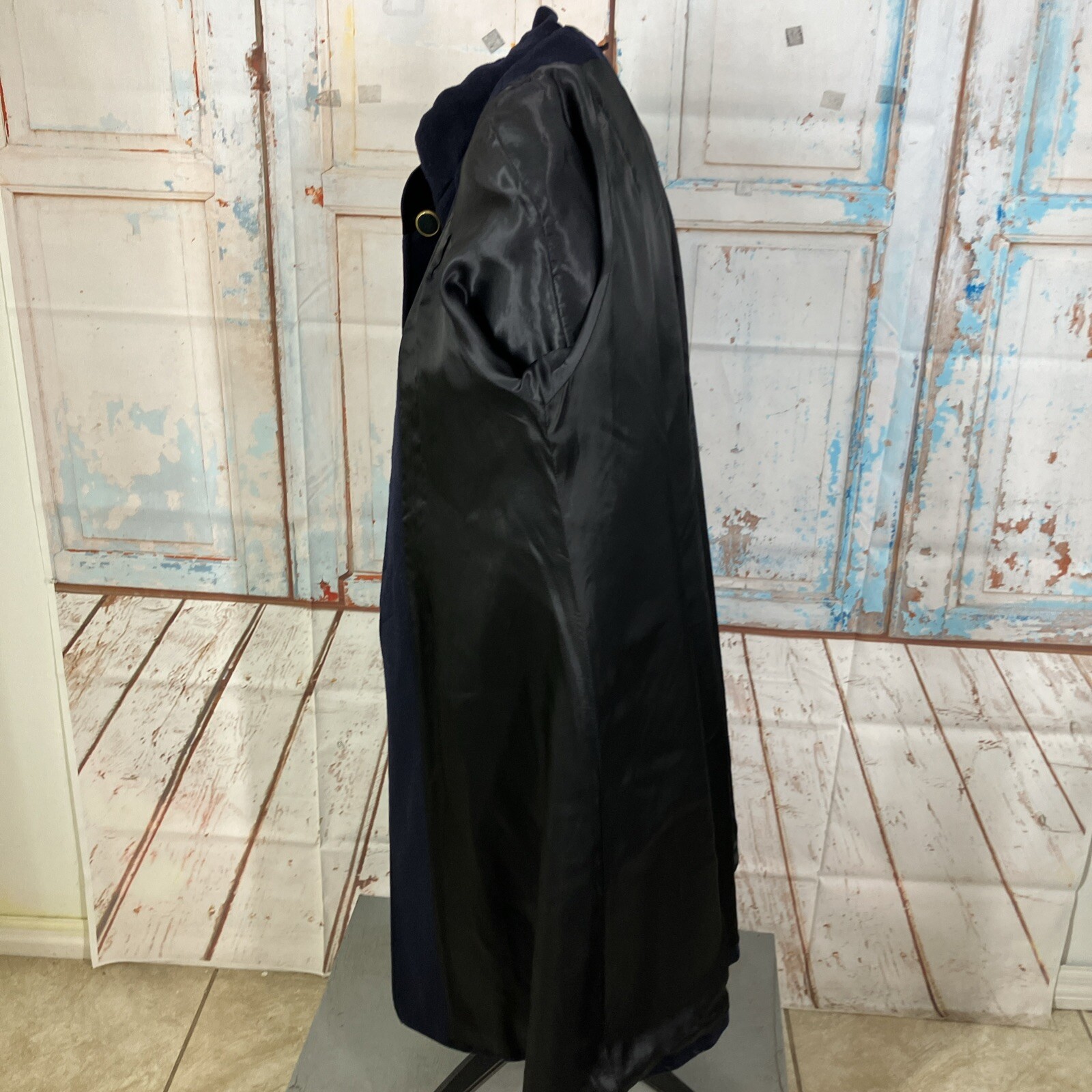 Donny Brook Wool Navy Blue Winter Warm Coat Size 4P Black Velvet Collar And Cuff