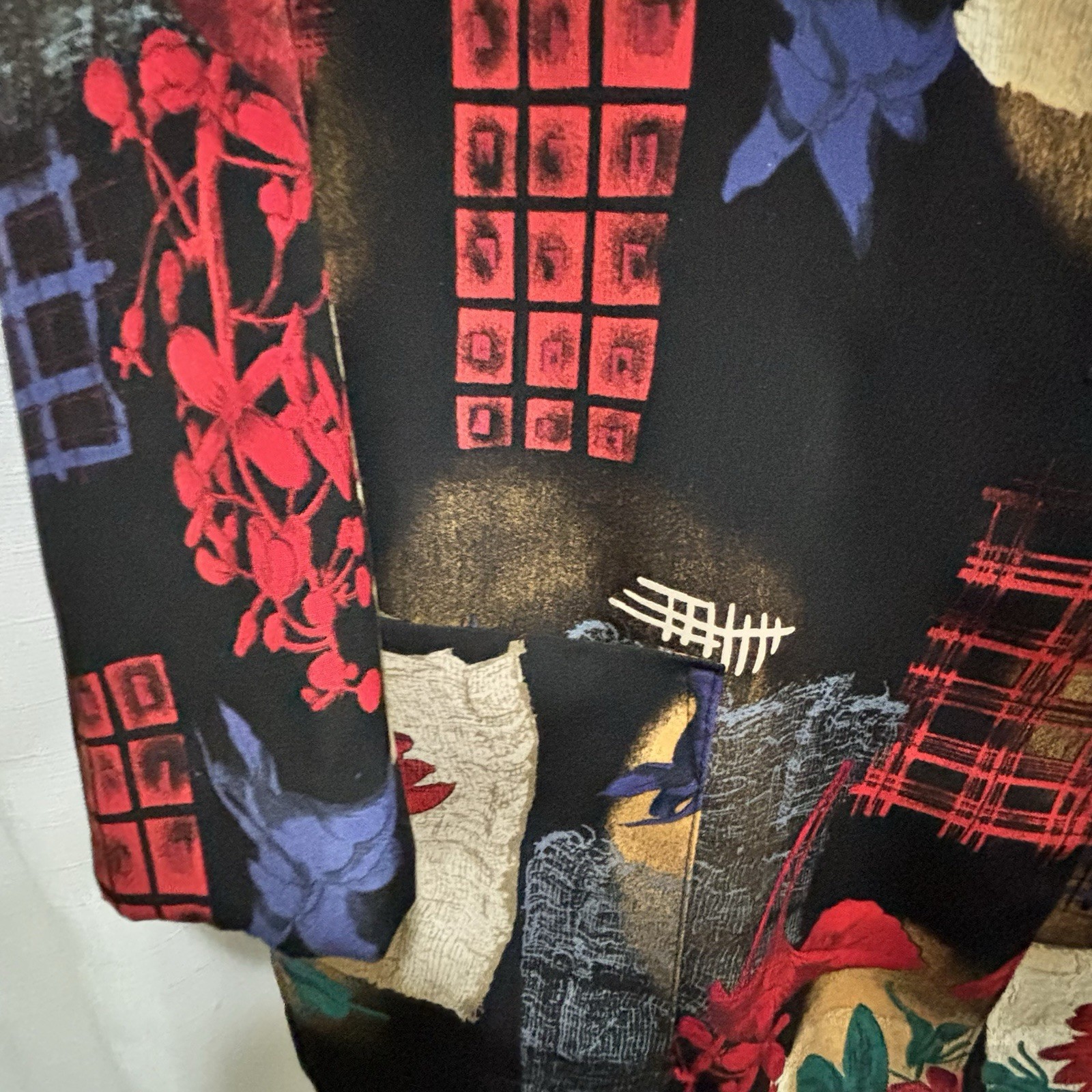 Striking Vintage Richard Kristall patchwork Blazer geometric and floral pattern