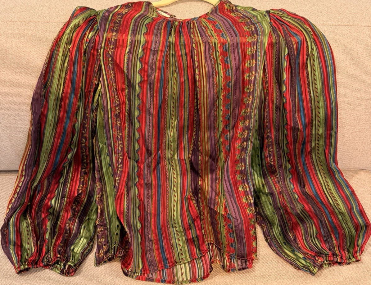 Miss by Oscar de la Renta Vintage Multicolor Striped Blouse Red Green
