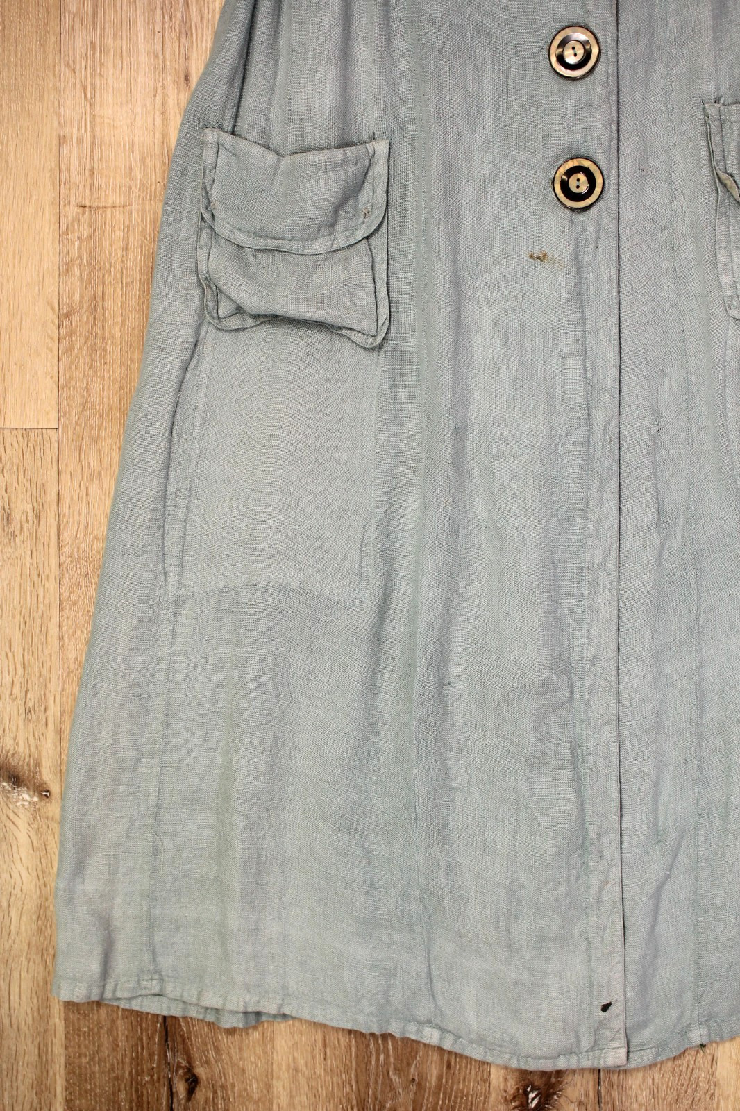Vtg Women’s 20s Long Light Blue Over-Dyed? Duster / Jacket Sz S/M 1920s