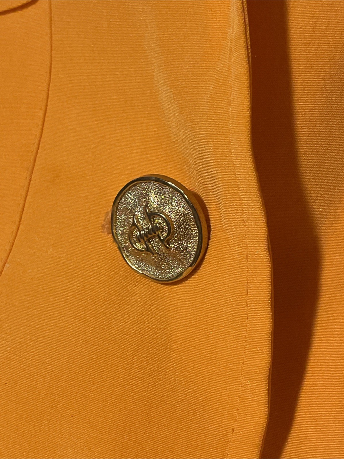 Vintage 100% Silk Mobwife Office Siren Orange Button Down Blazer ￼