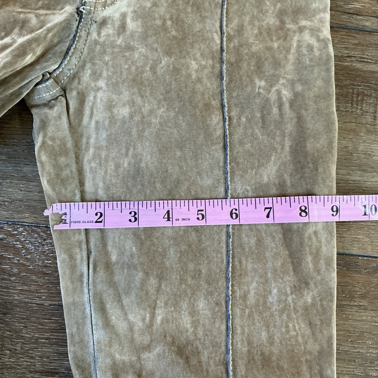 VTG JNCO Suede-Feel Jumpsuit Size M Tan Flare Leg Cap Sleeve Snap Front Y2K #36F