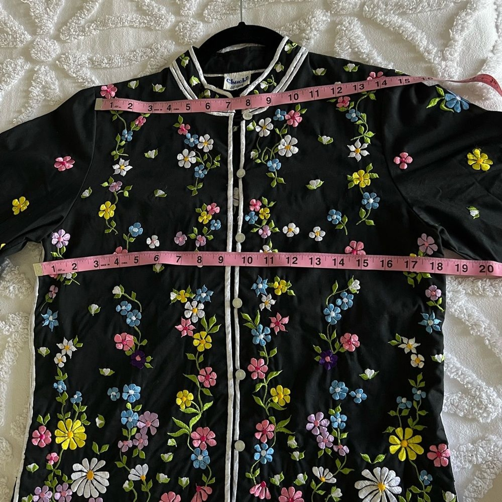 Chuchi San Diego Vintage Floral Garden Embroidered Black Jacket Size Small