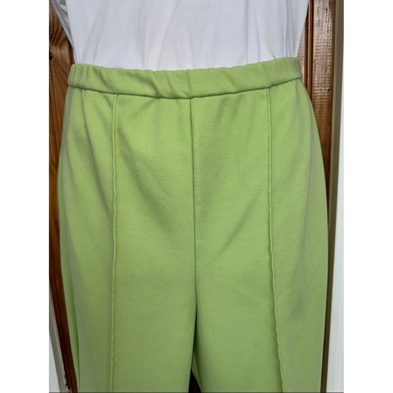 Vtg 60s/70s Donovan Galvani Lime Green Wide-Leg Women’s Pull on Polyester Pants