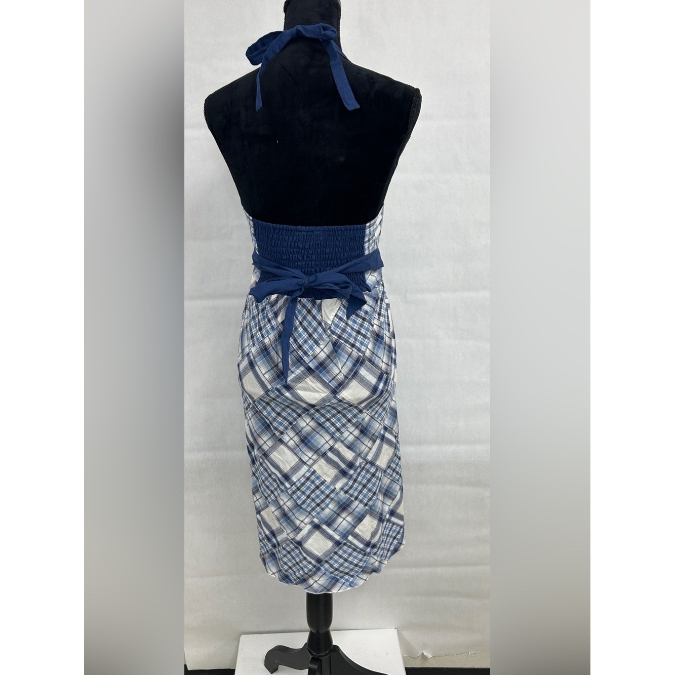 Y2K Cottagecore Prairie Indie Plaid Halter Sundress TieBack Midi Large Coquette