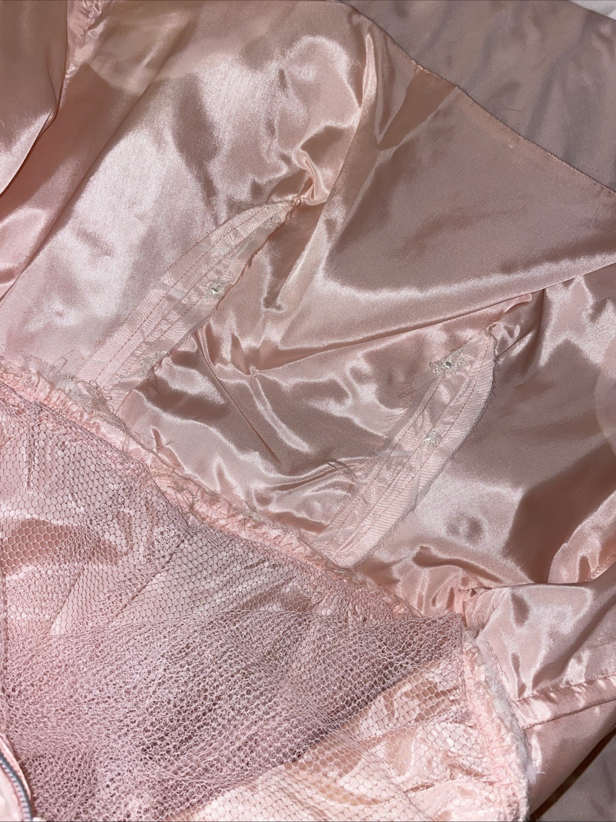Vintage Womans 50’s Dress Jackie O Pink Party Prom dress Tulle Slip CHIFFON OVER