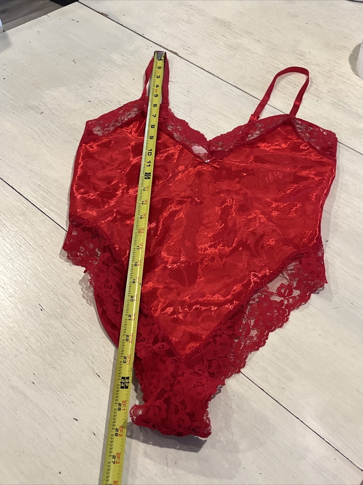 Intimate Moods body suit Women’s M Red vintage lingerie lace trim Romantic