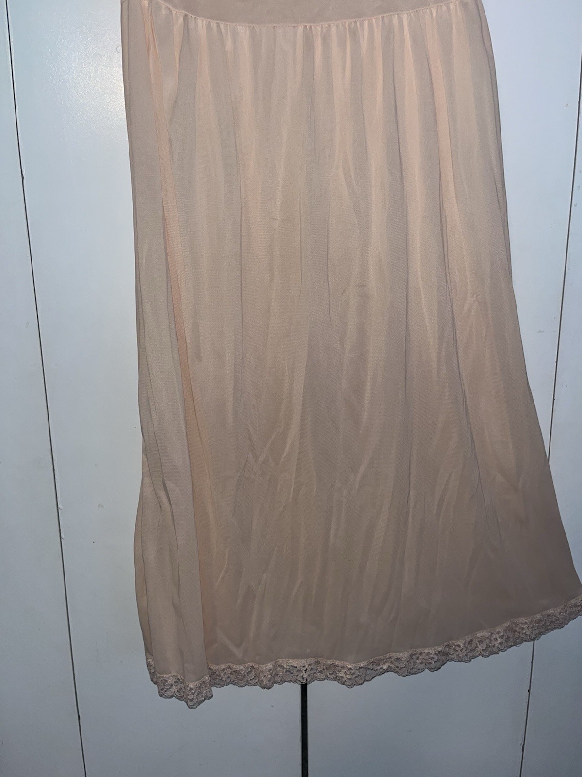 Vtg Countess Layne Peach Pink Nightgown 36 Bridal Chiffon Lace Blush Full Slip