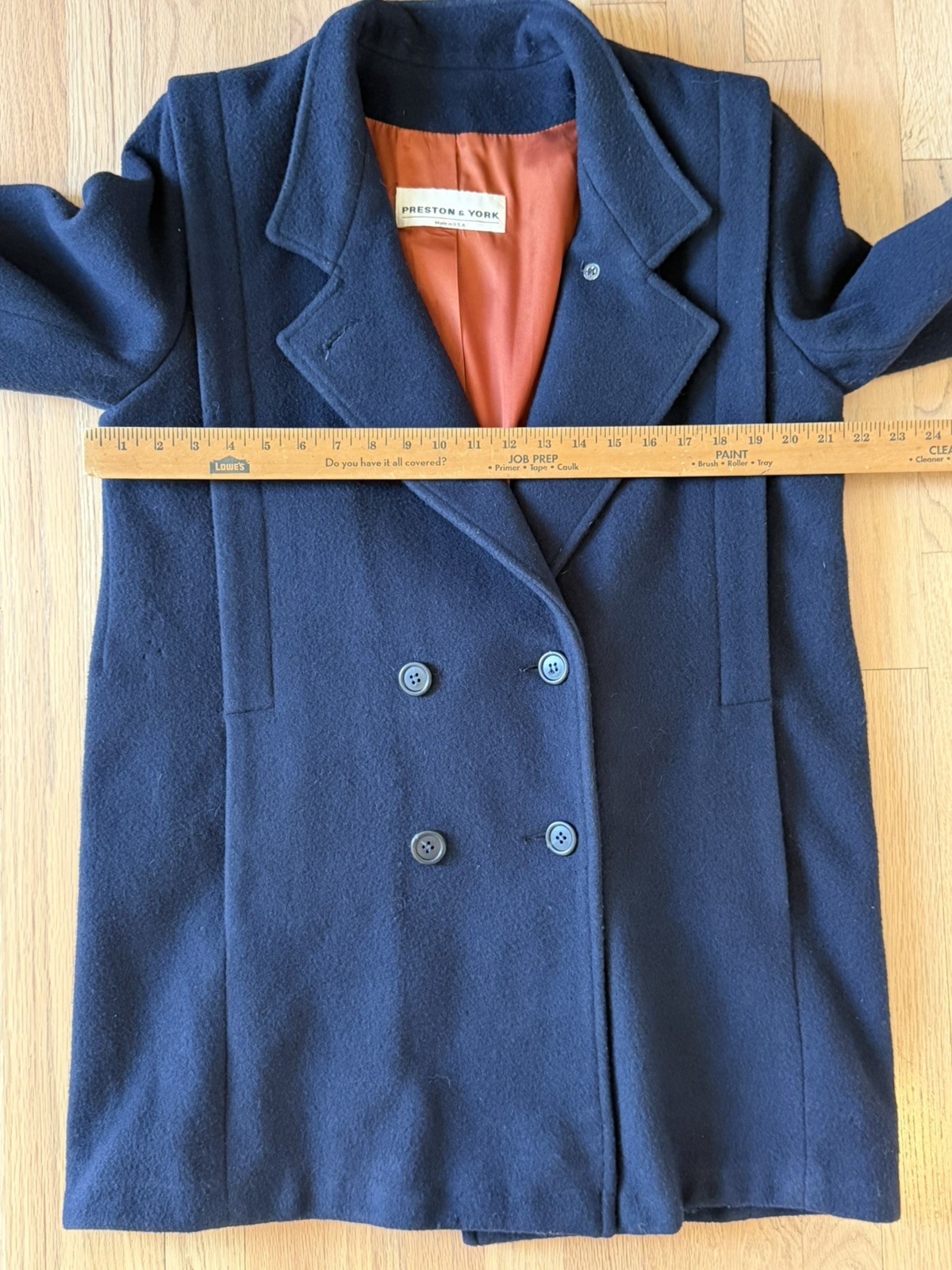 Vintage PRESTON & YORK Navy Blue Coat 100% Wool Forstman Size 12