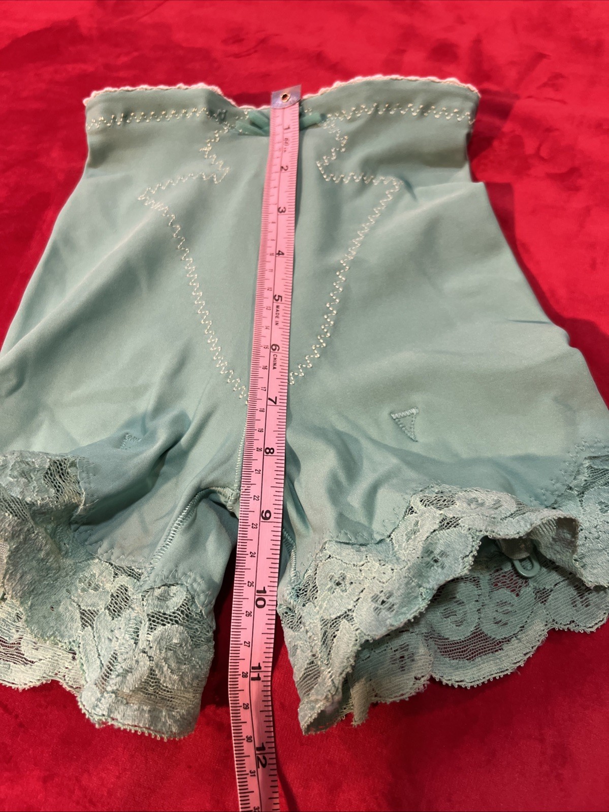 Vtg 60’s Hollywood Vassarette Pettipants Panty Girdle Lace Sea Foam Green Small