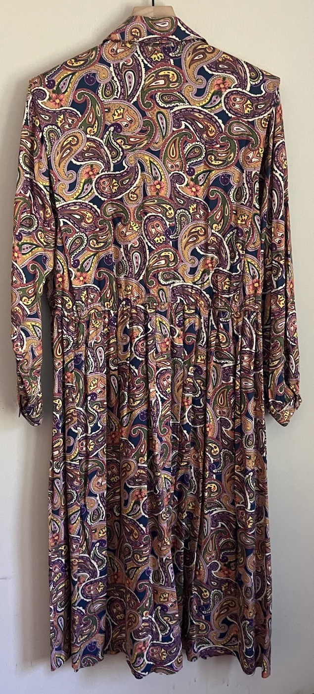 Leslie Fay Dress Vintage Shirt Paisley Print 14 14P Secretary Grandma 80s 90s