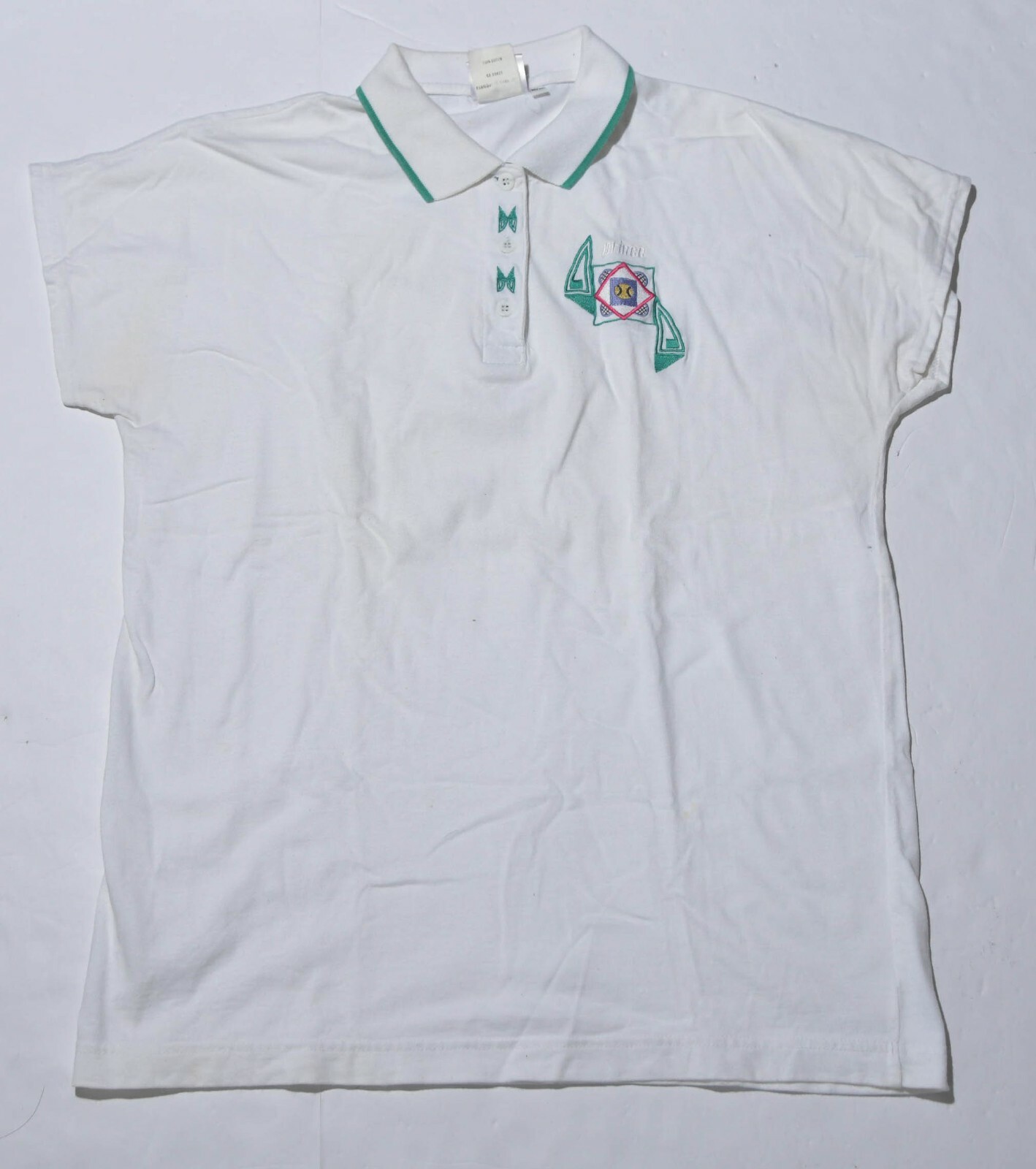 Vintage 90S Prince Polo Women’s Size Medium M White Tennis Short Sleeve Cotton