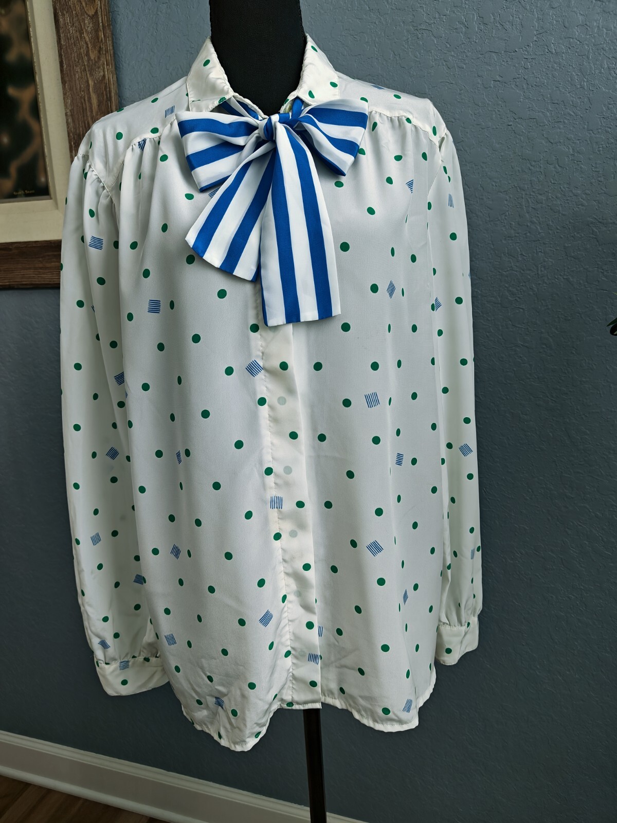 Haberdashery by Personal Women’s Office Blouse w/Removable Neck BOW Vtg Sz 16