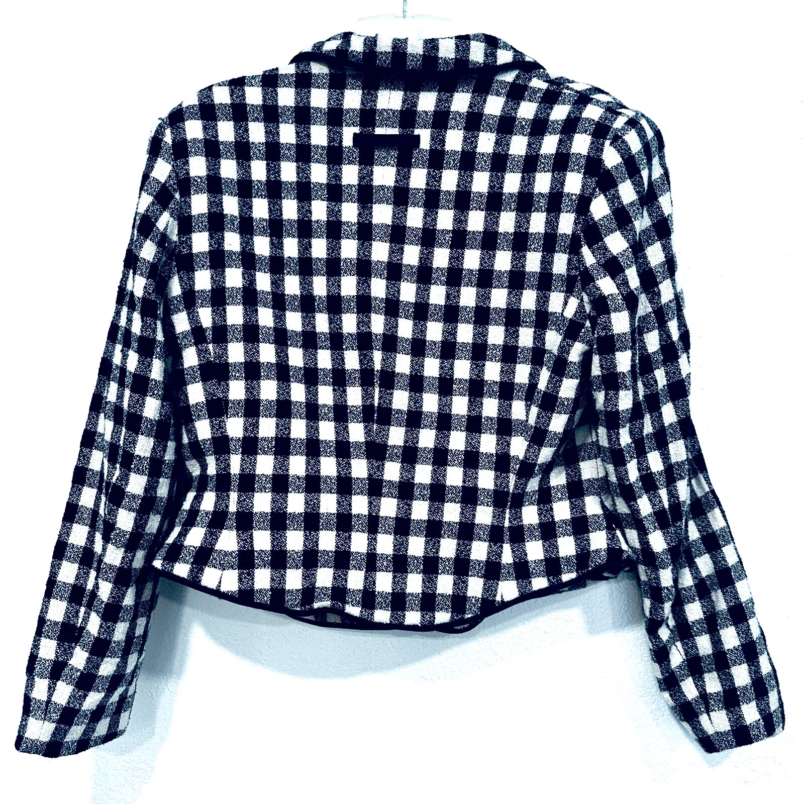 Vintage Moschery Wool Blazer Jacket Navy Blue / White Plaid Made in USA Size 14