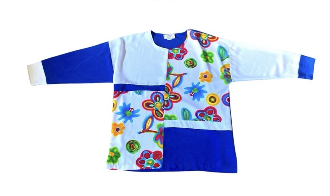 Vintage Cervelle Retro Relaxed Fit Colorblock Floral Women’s Top- 1X