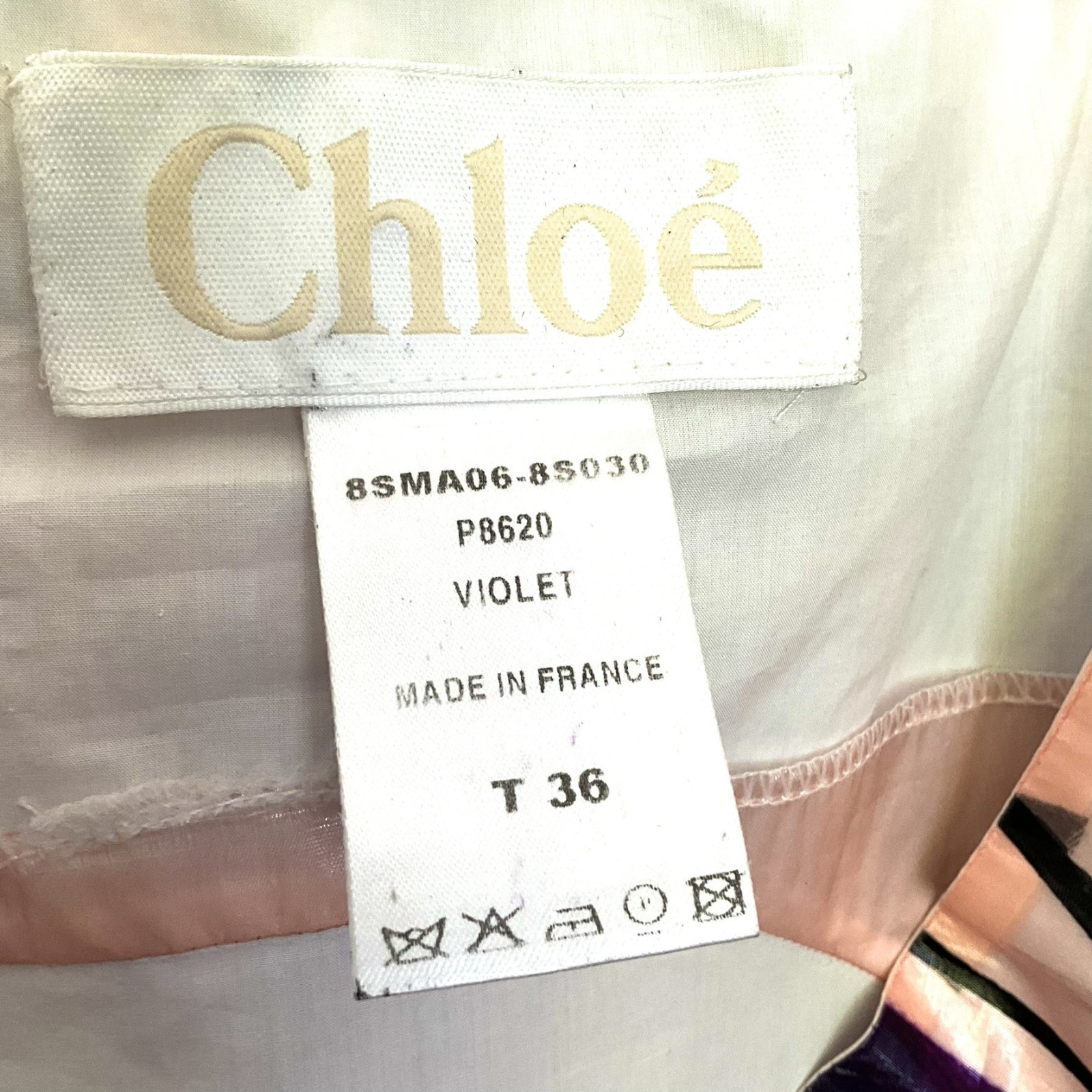 Vintage Chloe Abstract Print Cotton Shift Dress Made in France T36